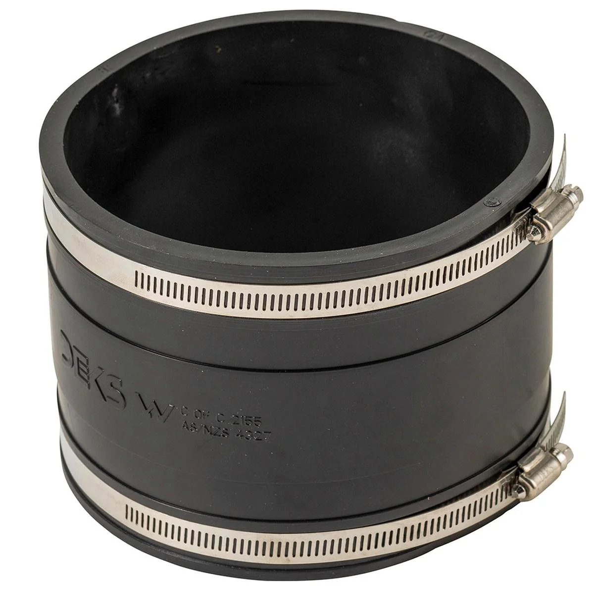 DEKS 150mm PVC to PVC Coupling Joiner - Black - 2 Clamps - WaterMark Approved
