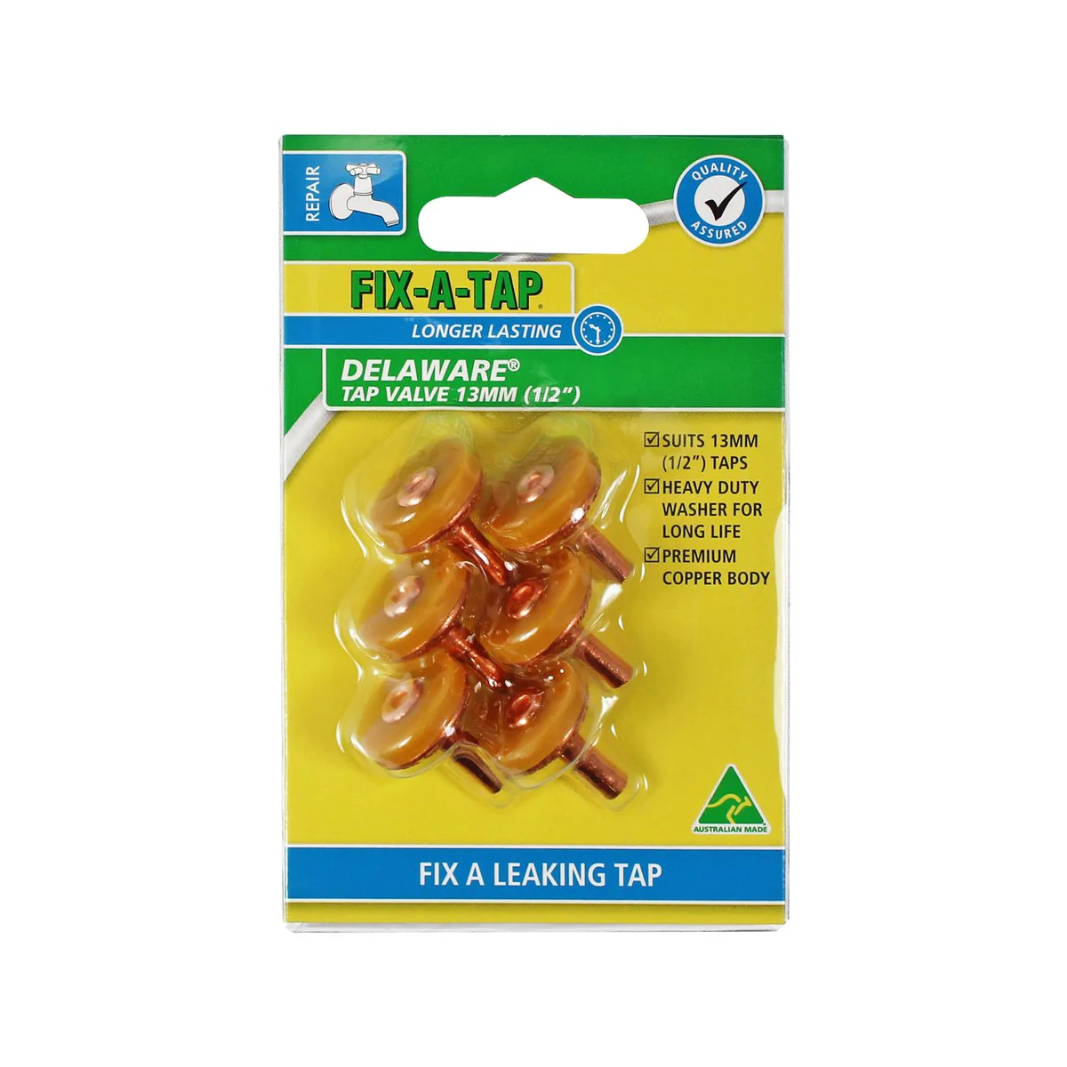 Delaware Tap Valve 13mm 1/2" - 6 Pack - Copper Body - WaterMark Approved - Image 2