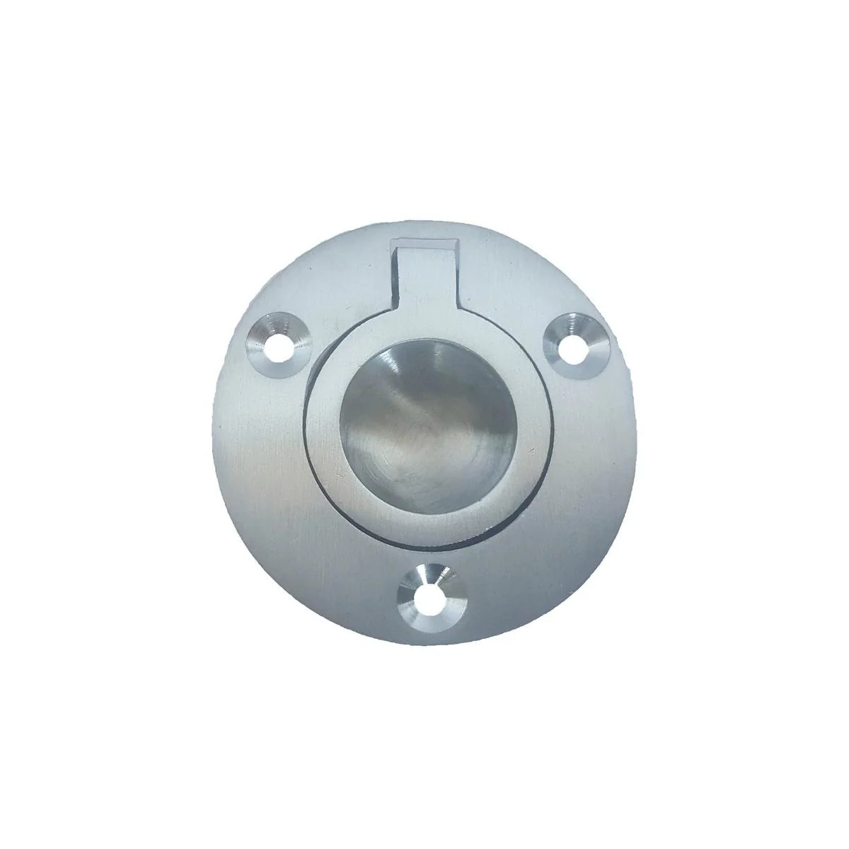 Delf Flush Ring Pull - 50mm - Solid Brass - Satin Chrome