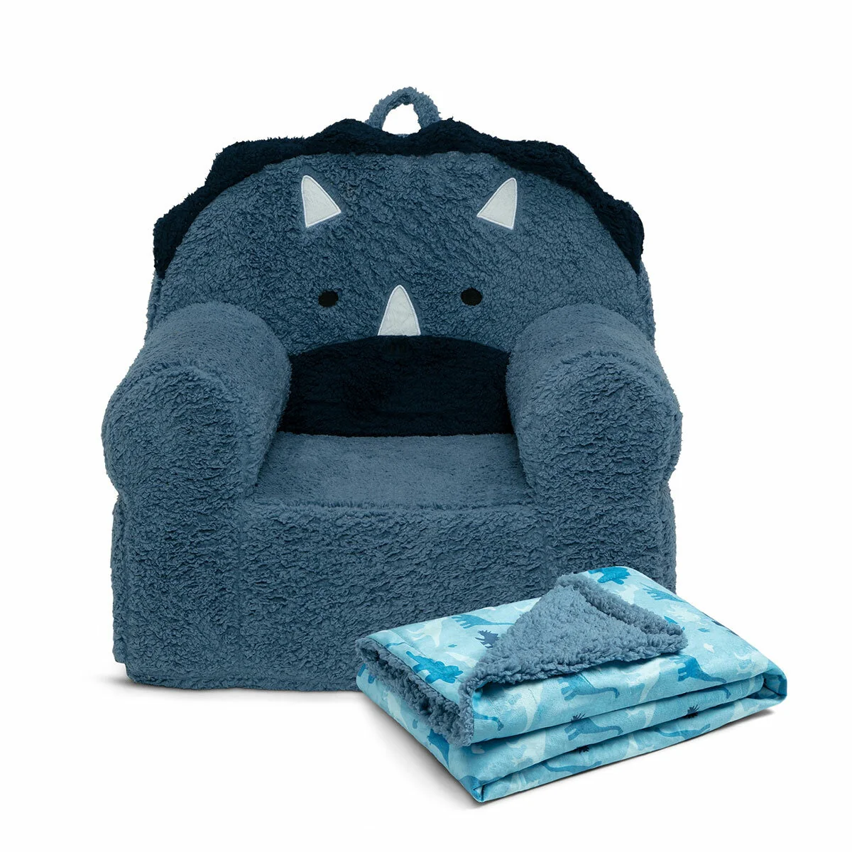 Delta Children 2-Piece Cozee Dinosaur Animal Chair & Plush Blanket Blue - Image 3