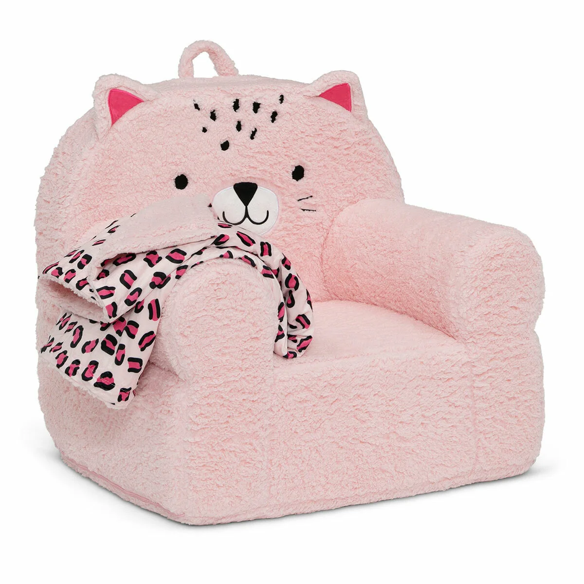 Delta Children Cozee Kids Cat Chair Durable Plush Blanket Leopard 2-Piece - Image 5