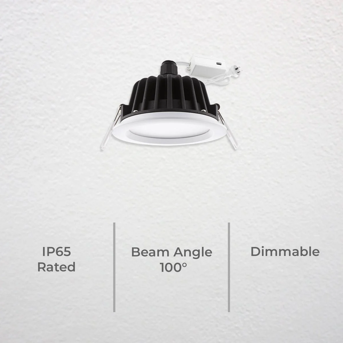 Deta 11W Tri Colour Dimmable LED Downlight 92mm - IP65 - Adjustable Brightness - Image 2