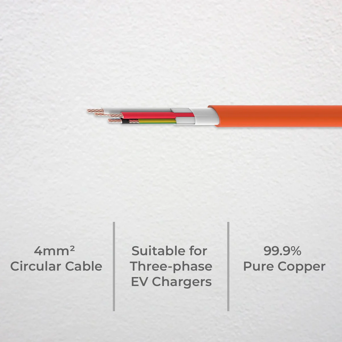 Deta 5m 32A TPS 4.0mm 4 Core E 3 Phase Cable - Orange - EV Charger Use - Image 2