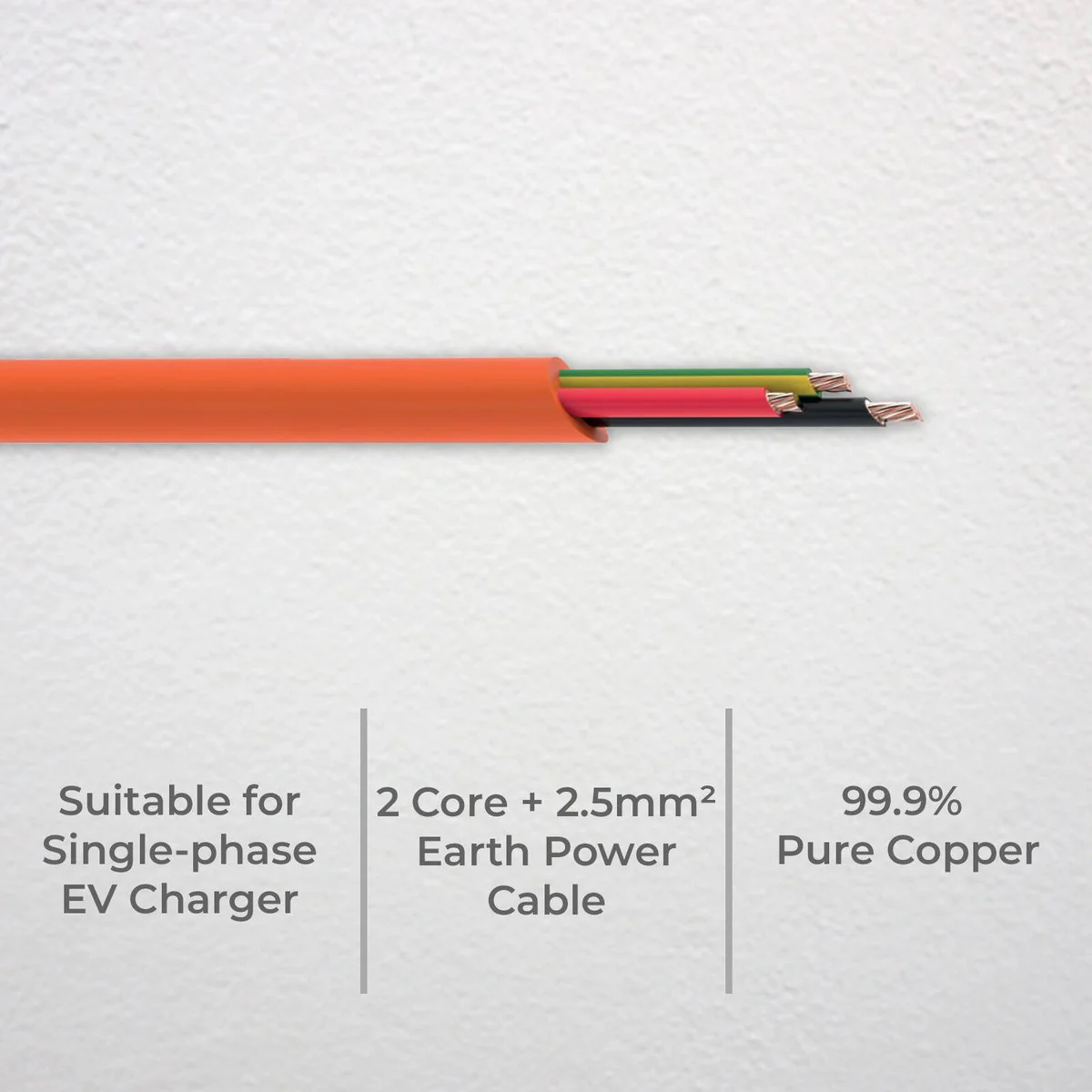 Deta 5m 450/750V V90 2.5mm 2 Core E 1 Phase Cable - Orange - Durable & Flexible - Image 4
