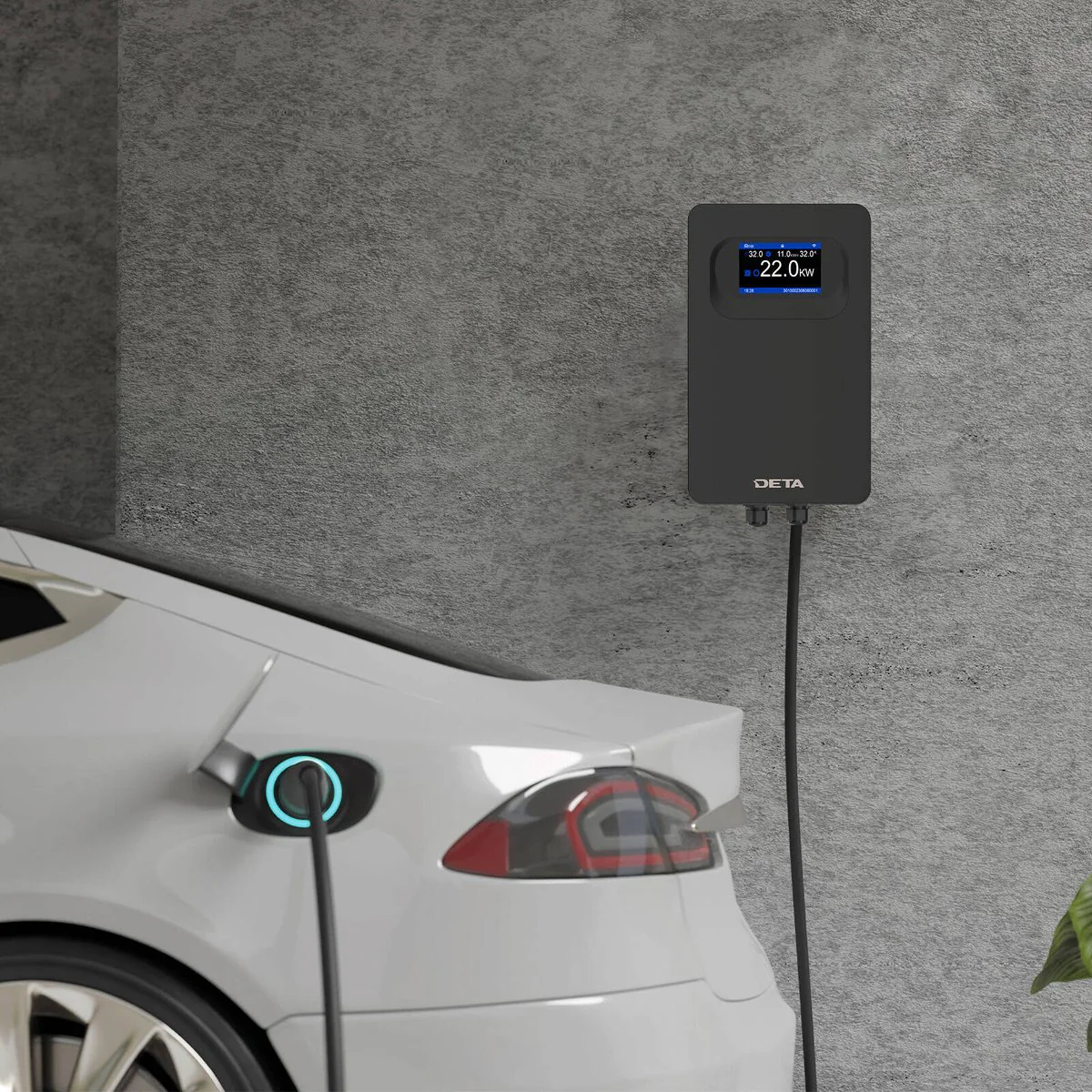 Deta 7kW 22kW Dual Phase Wall Mount EV Charger 5m Cable - Black - Image 4