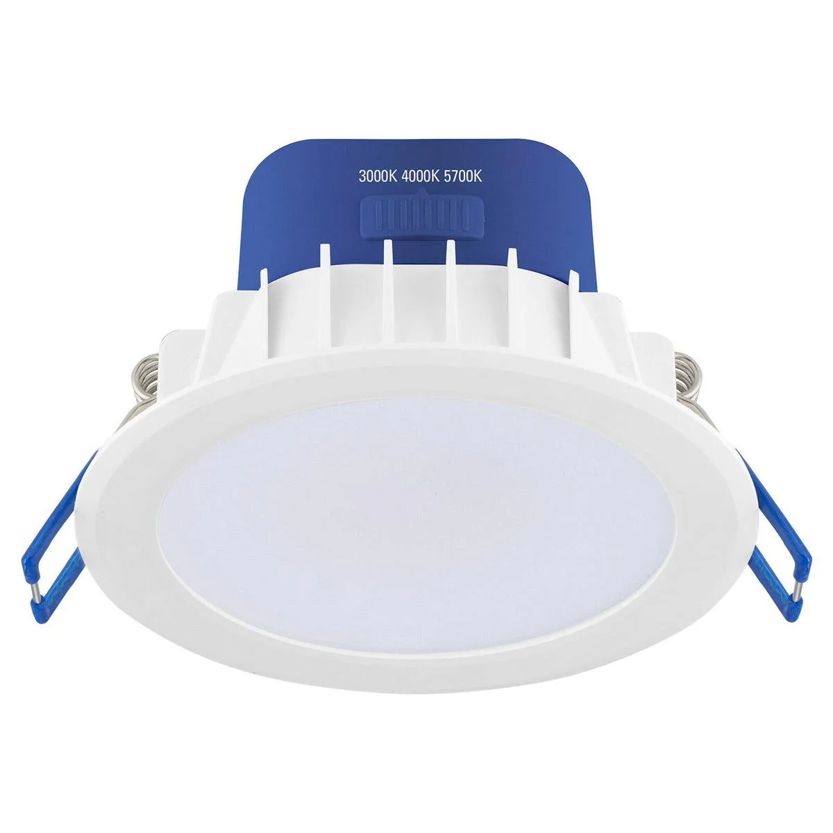 Deta 9W Tri Colour Dimmable LED Downlight - IP44 - 110mm - White & Blue