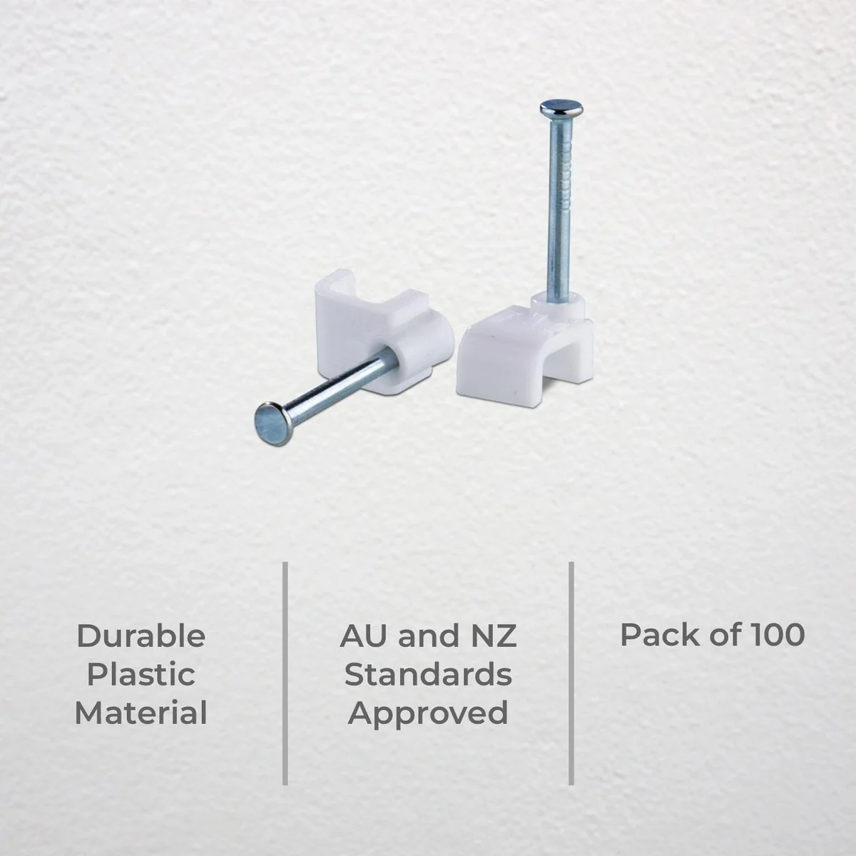 Deta 15mm White Flat Cable Clips - 100 Pack - 4-6mm² - Durable Plastic - Image 2