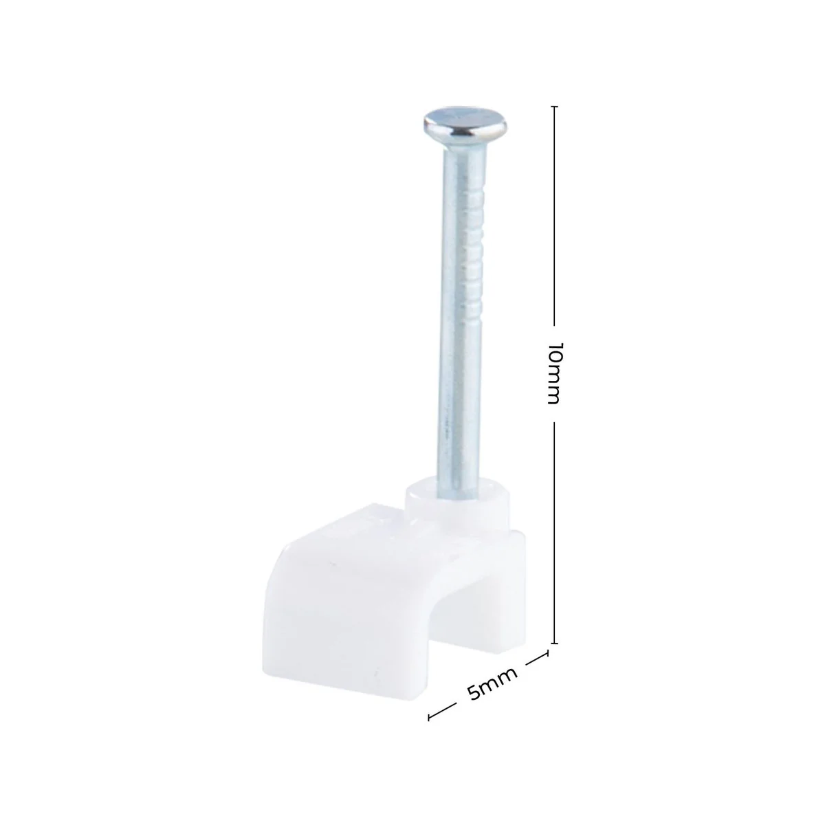 Deta 7mm White Flat Cable Clips - 100 Pack - Durable Plastic - 5mm x 5mm x 10mm - Image 4