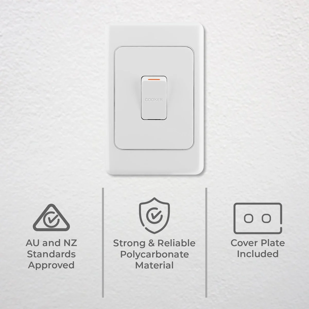 Deta Double Pole Switch - 45A - Plastic - Australian Standards Approved - Image 2