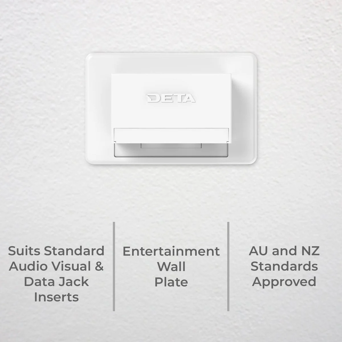 Deta Entertainment Wall Plate - 3 Gang - 35mm x 210mm x 115mm - White - Space-Saving Design - Image 2