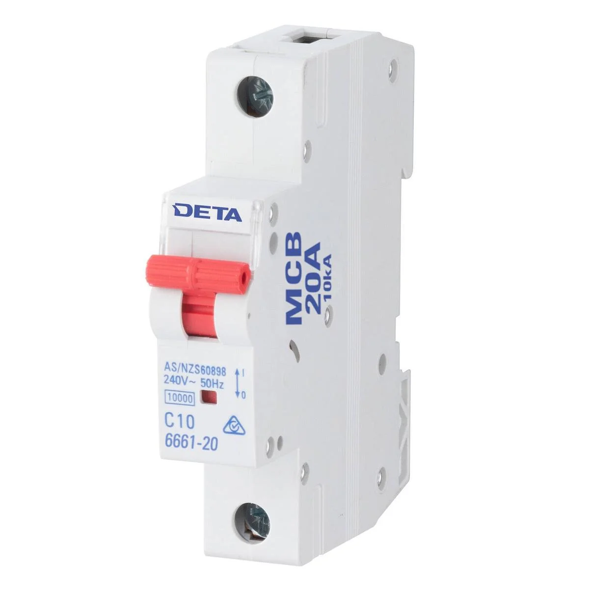 DETA Miniature Circuit Breaker 20A - 10kA Short Circuit Capacity - 18mm