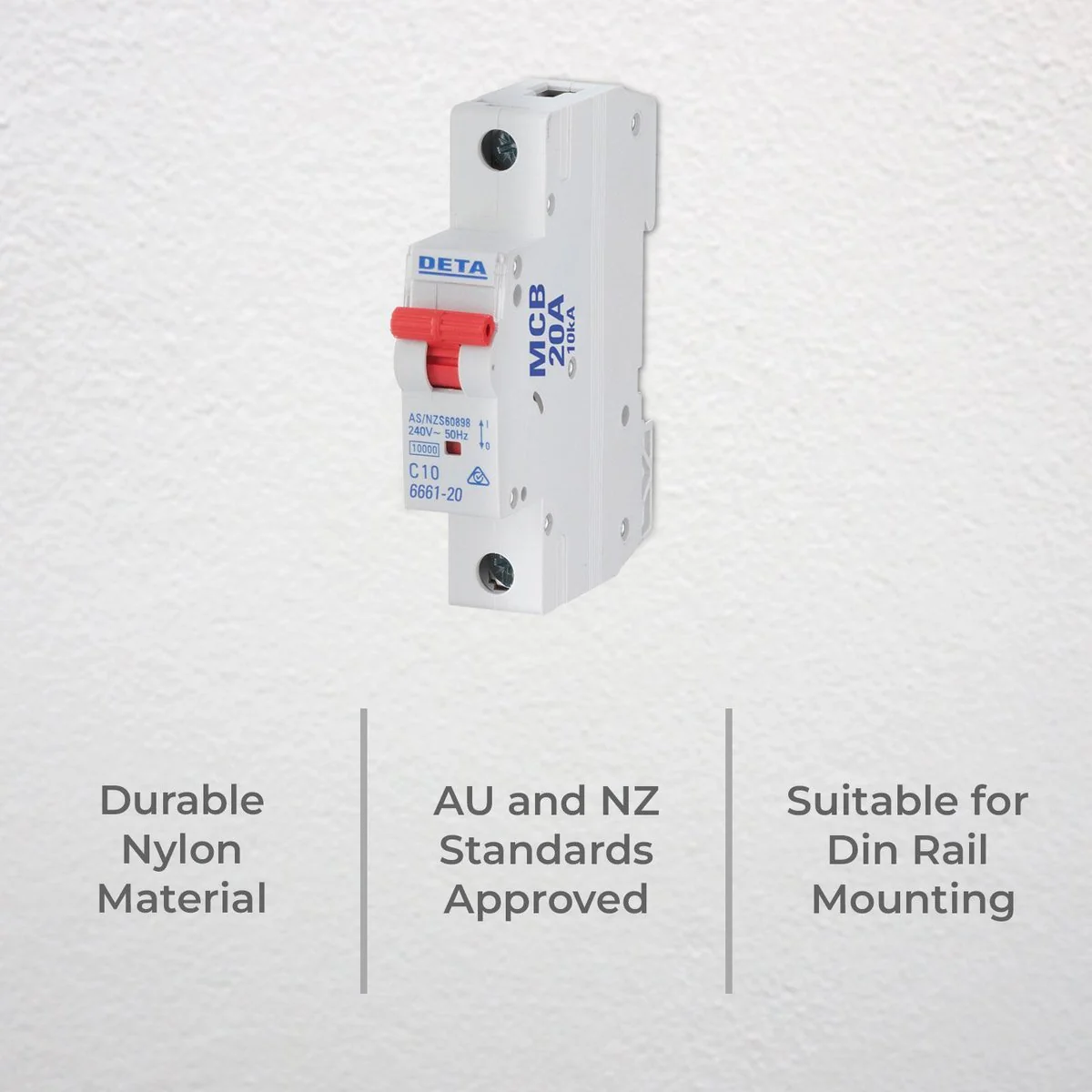 DETA Miniature Circuit Breaker 20A - 10kA Short Circuit Capacity - 18mm - Image 2