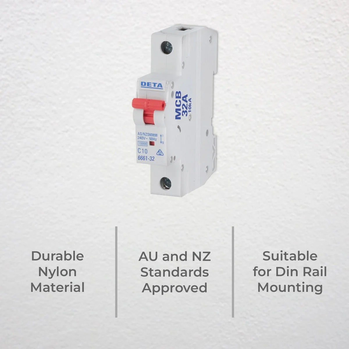 DETA 32A Miniature Circuit Breaker - 10kA Short Circuit Capacity - 18mm Wide - Image 2