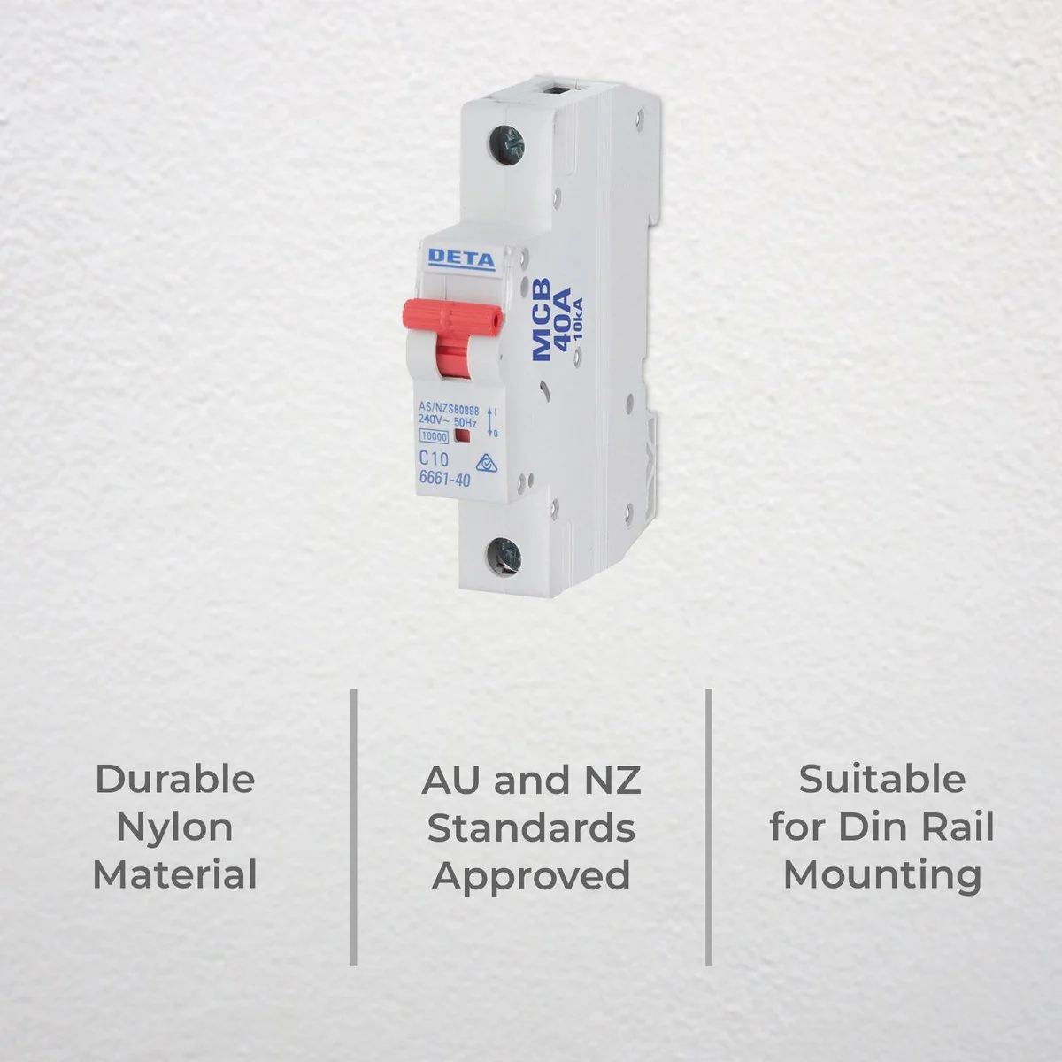 DETA 40A Miniature Circuit Breaker - 10kA Short Circuit Capacity - 1 Pole - 18mm - Image 2