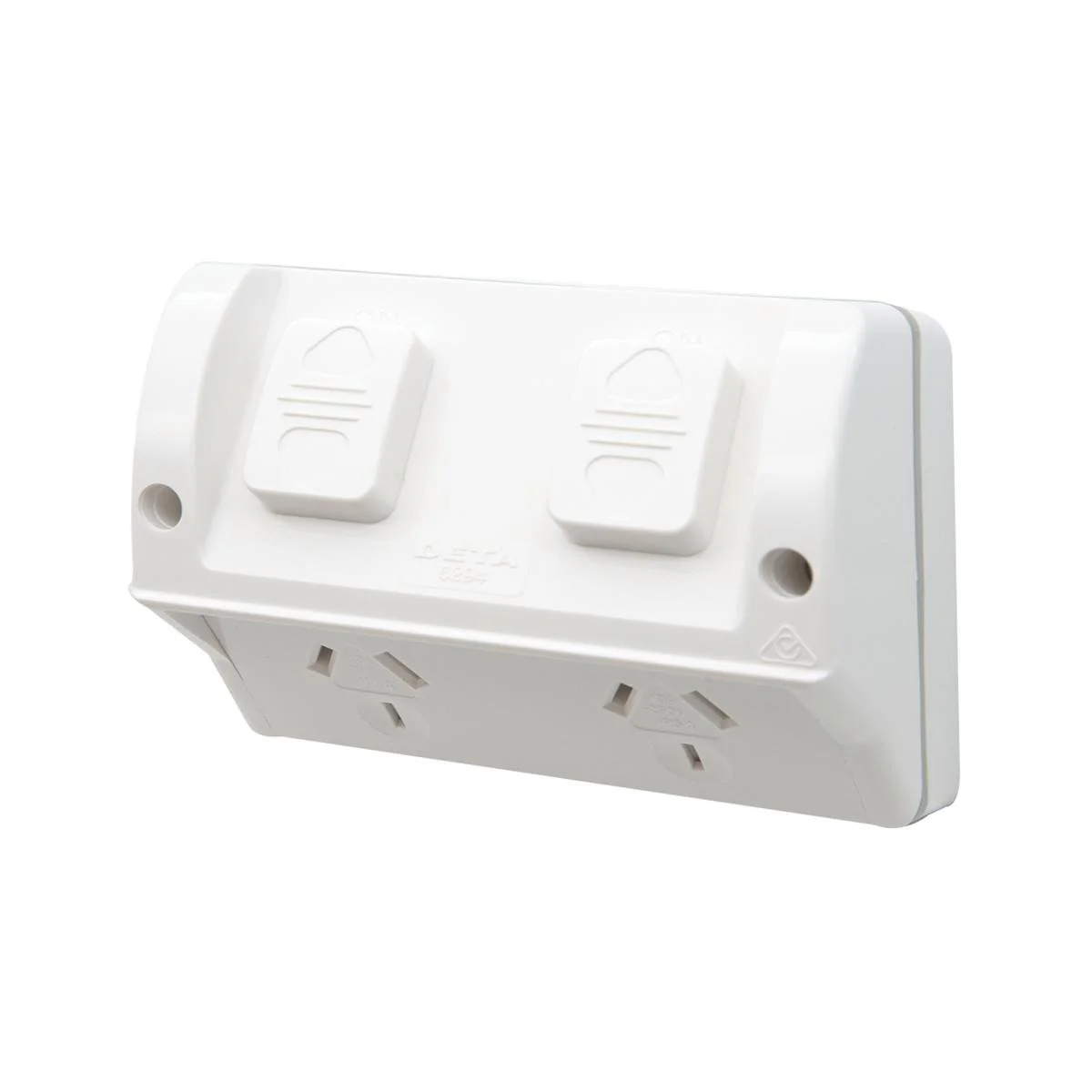 Deta Outdoor Double Power Point - 2 Outlets - 85mm x 55mm x 115mm - White