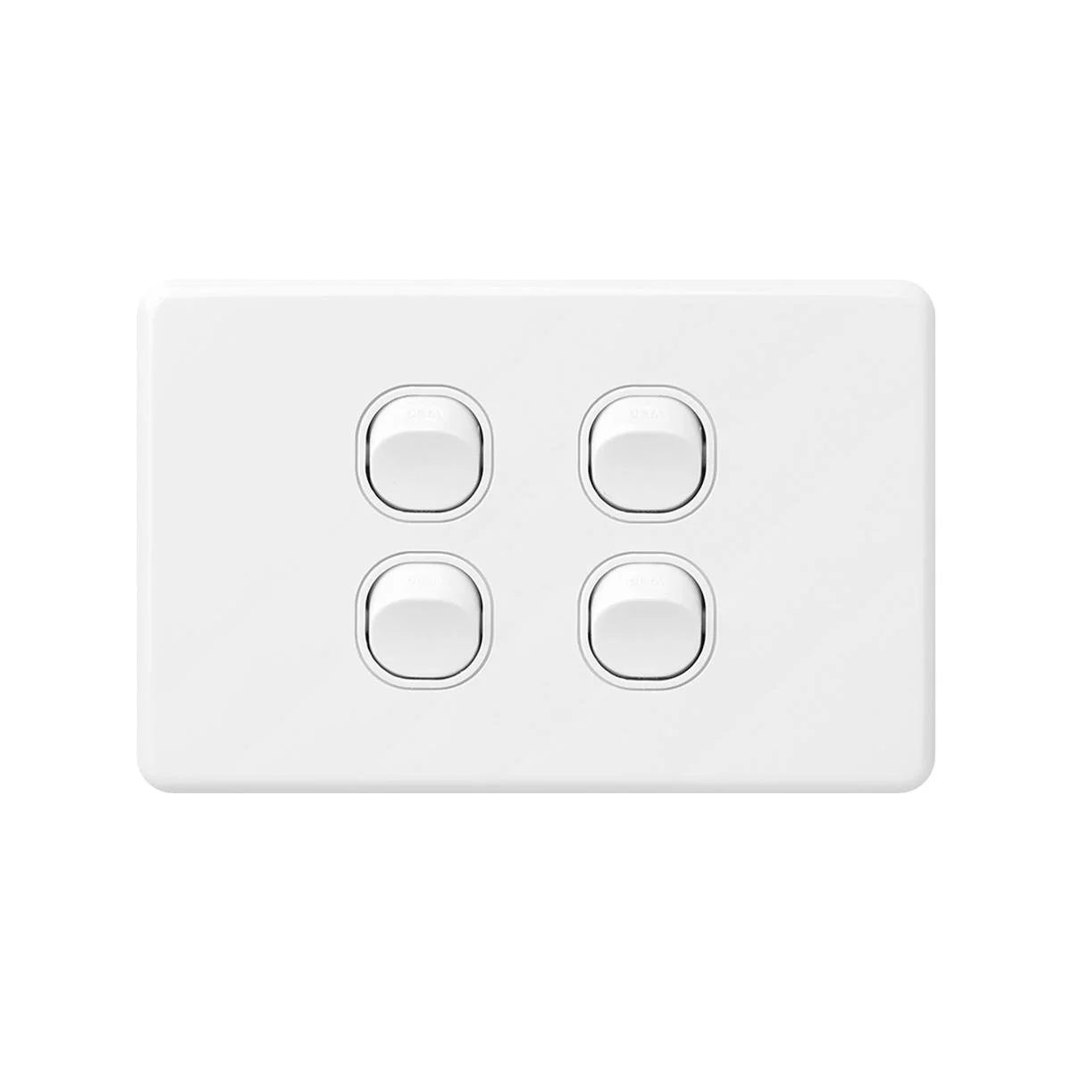 Deta Quad Switch - 4 Gang - Polycarbonate - Flush Clip-On Cover