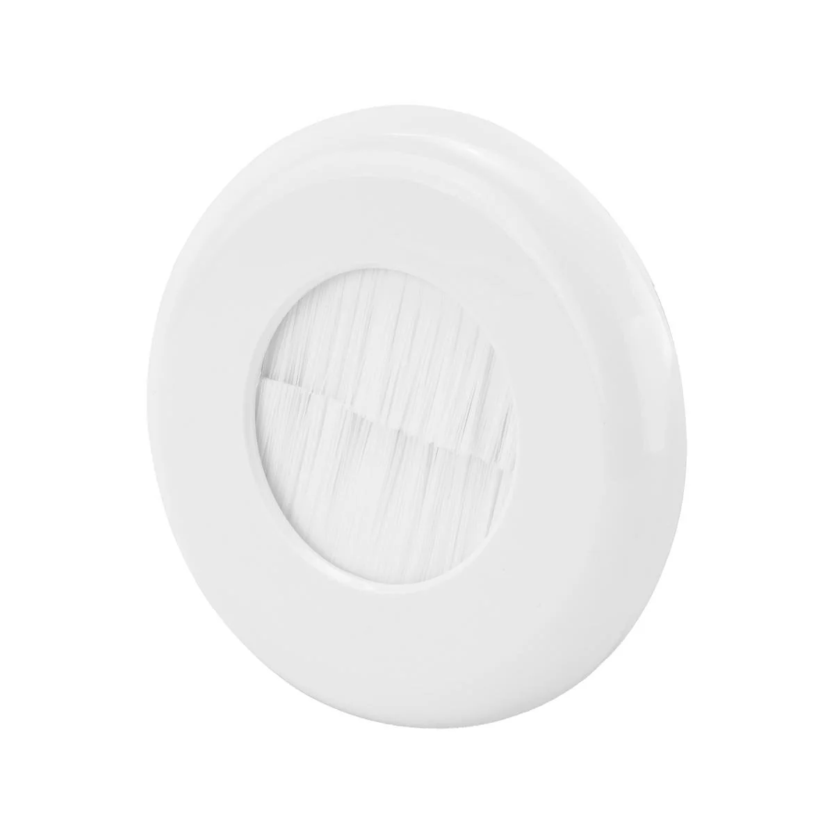 Deta Round Brush Wall Plate - 100mm x 100mm - White/Silver - Cable Management