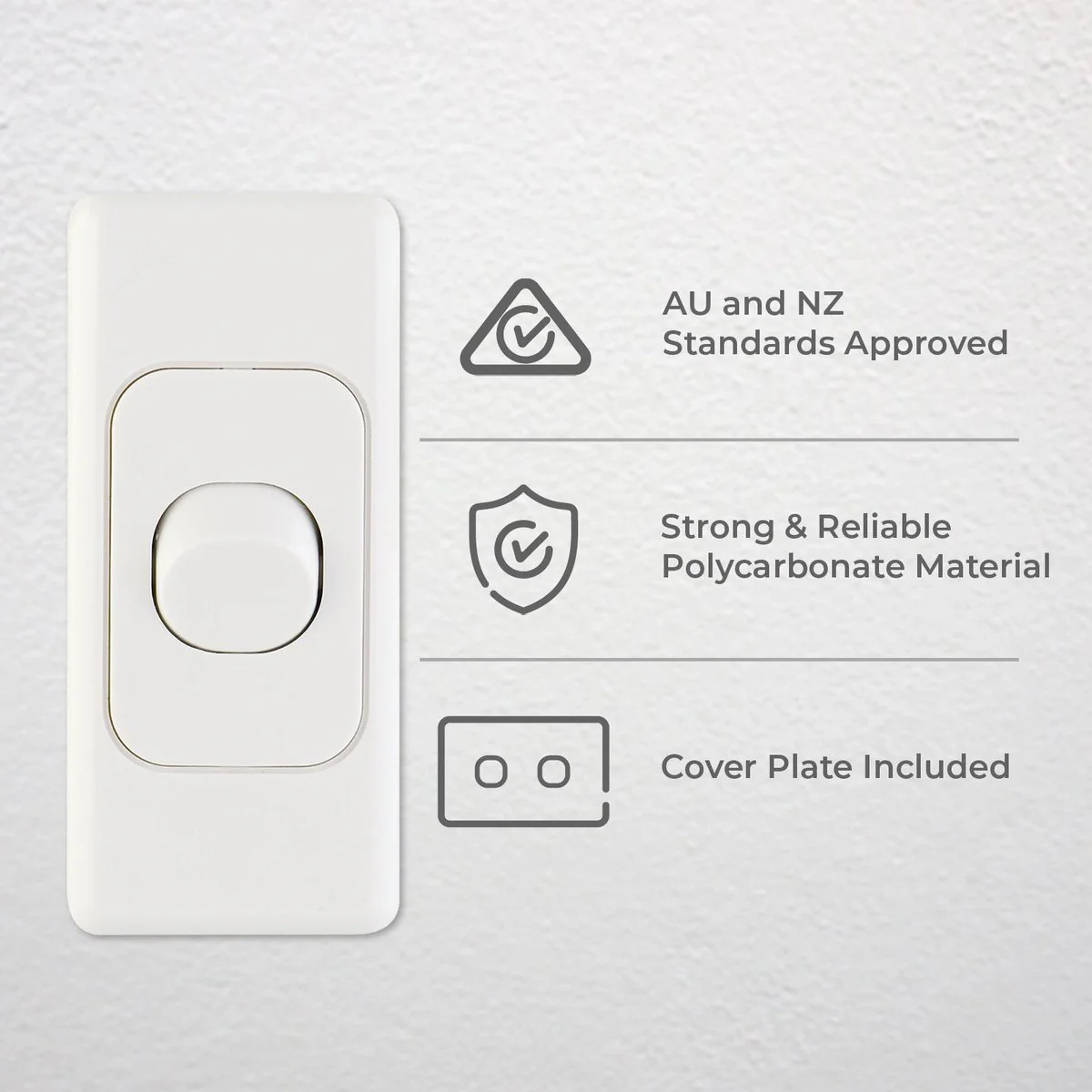 Deta Single Architrave Switch - 34mm x 10mm x 75mm - Polycarbonate - Clip-On Design - Image 2