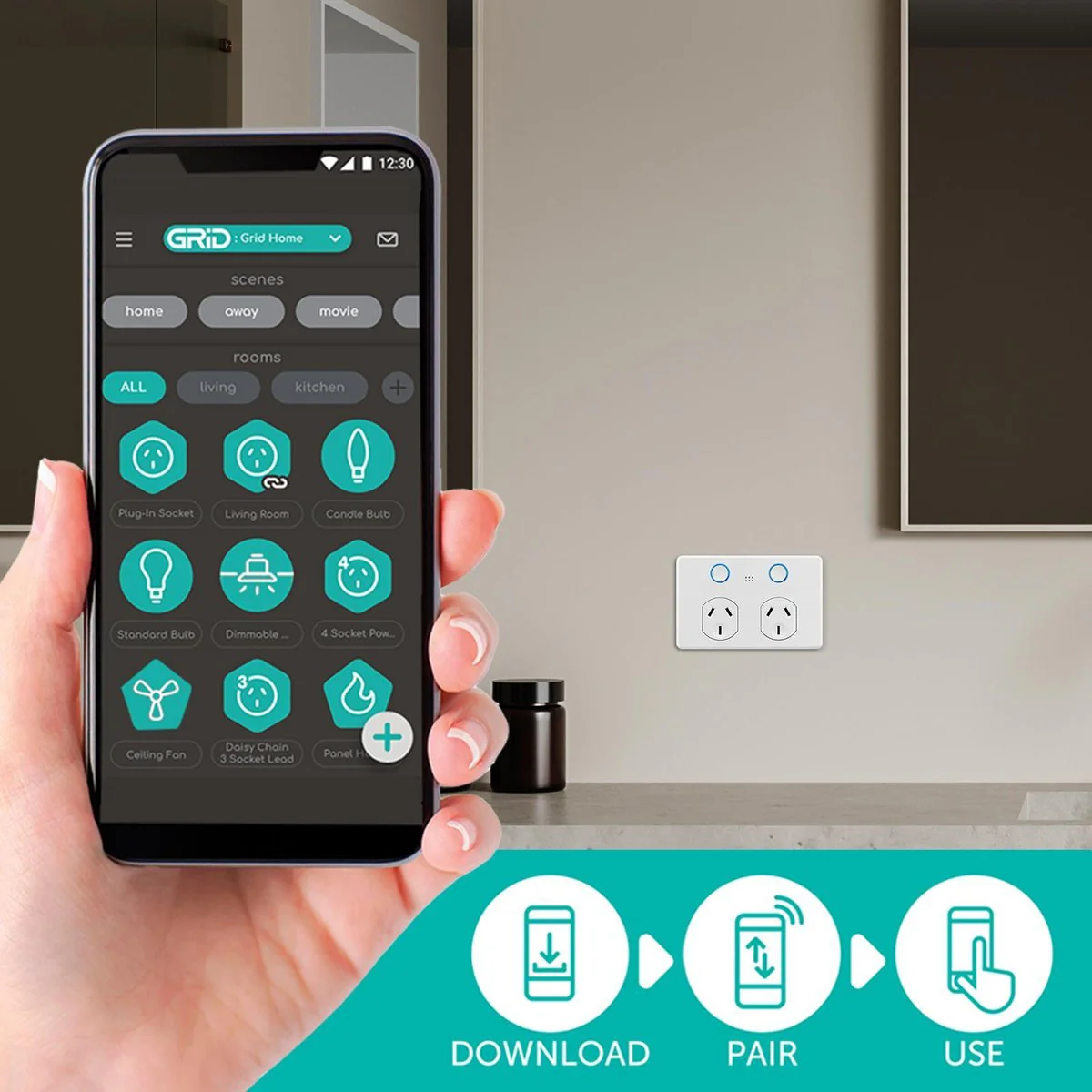 Deta Smart Double Power Point - 250V - Polycarbonate - Touch Activated - Image 3