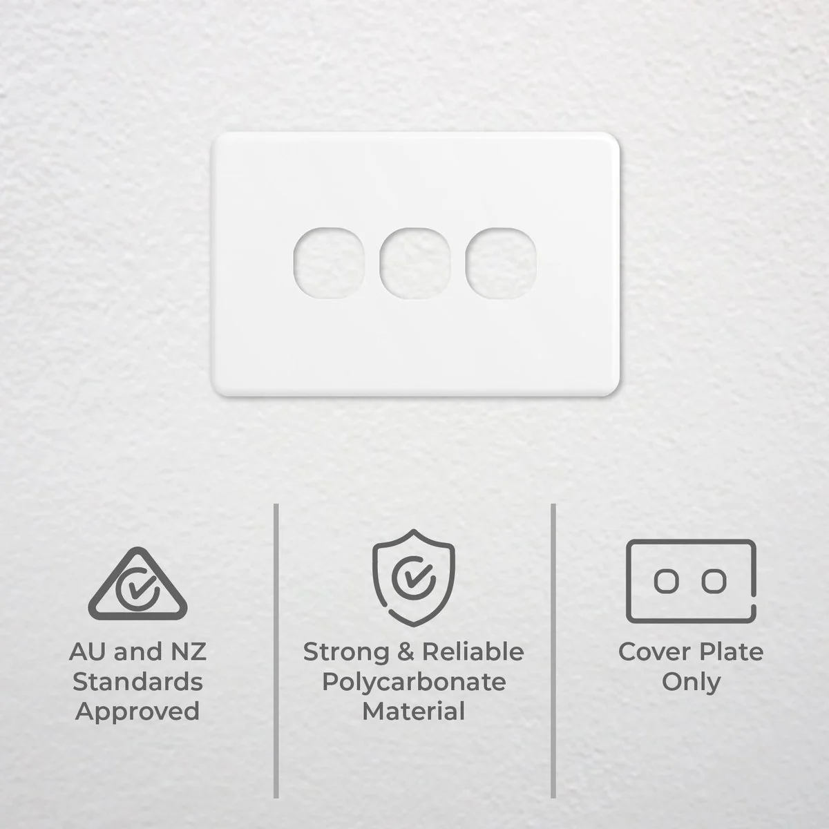Deta Three Gang Grid Plate - 77mm x 30mm - Polycarbonate - Indoor Use - Image 2