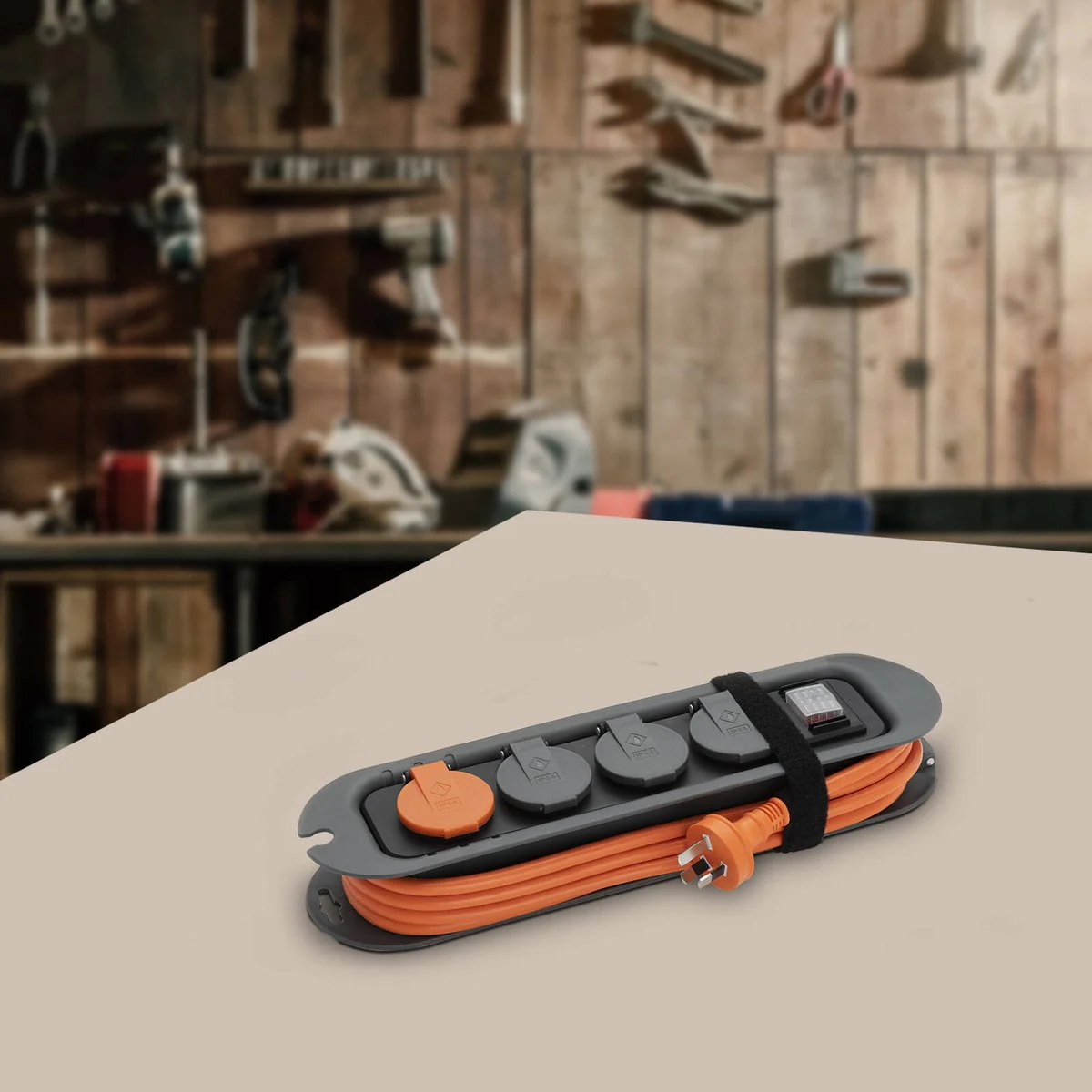 Deta Trade Tuff 3 Outlet Heavy Duty Powerboard 3m - Grey/Orange - Fast Charging - Image 2