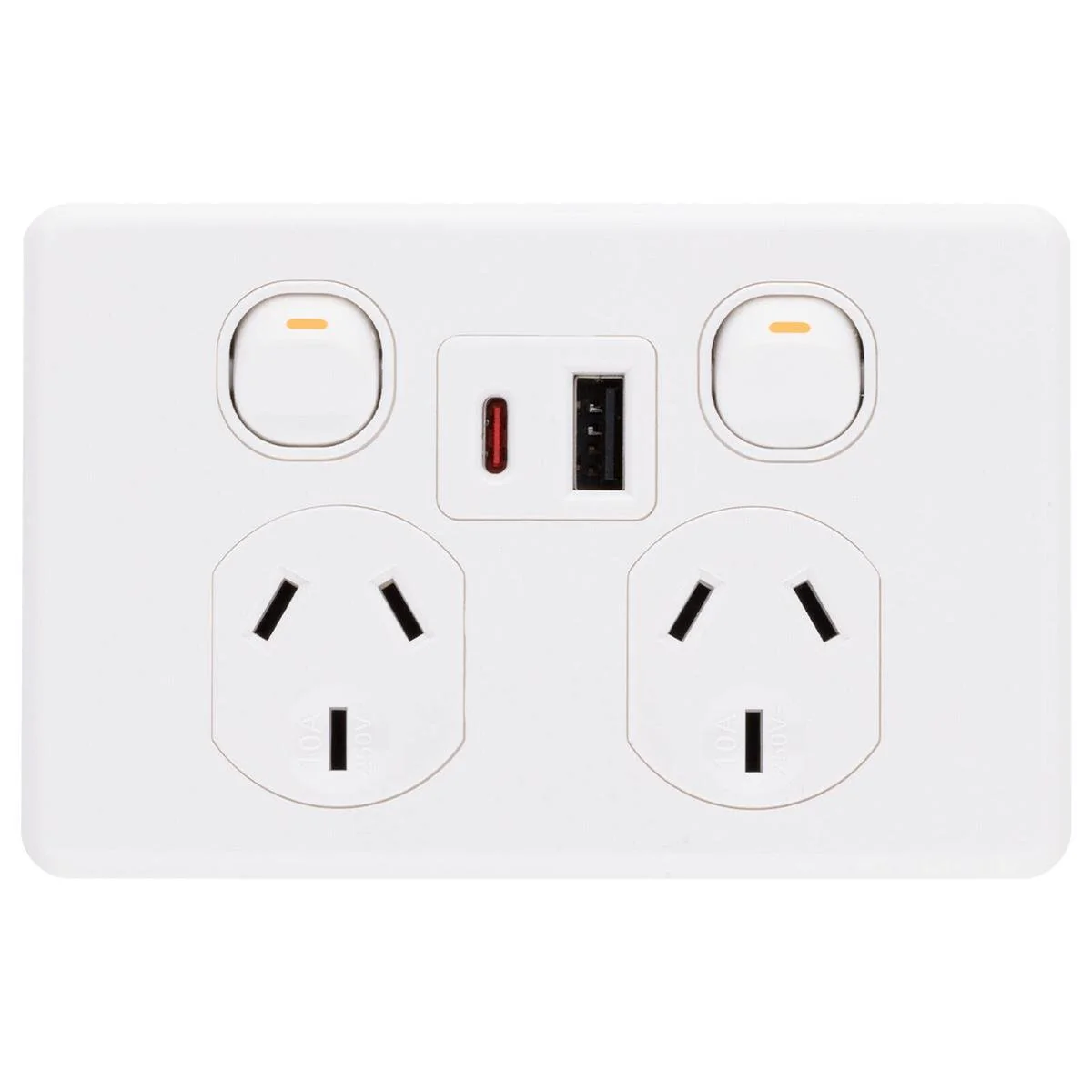 Deta x6 Double Power Point with USB A+C PD20W Fast Charging - 250V 10A - White