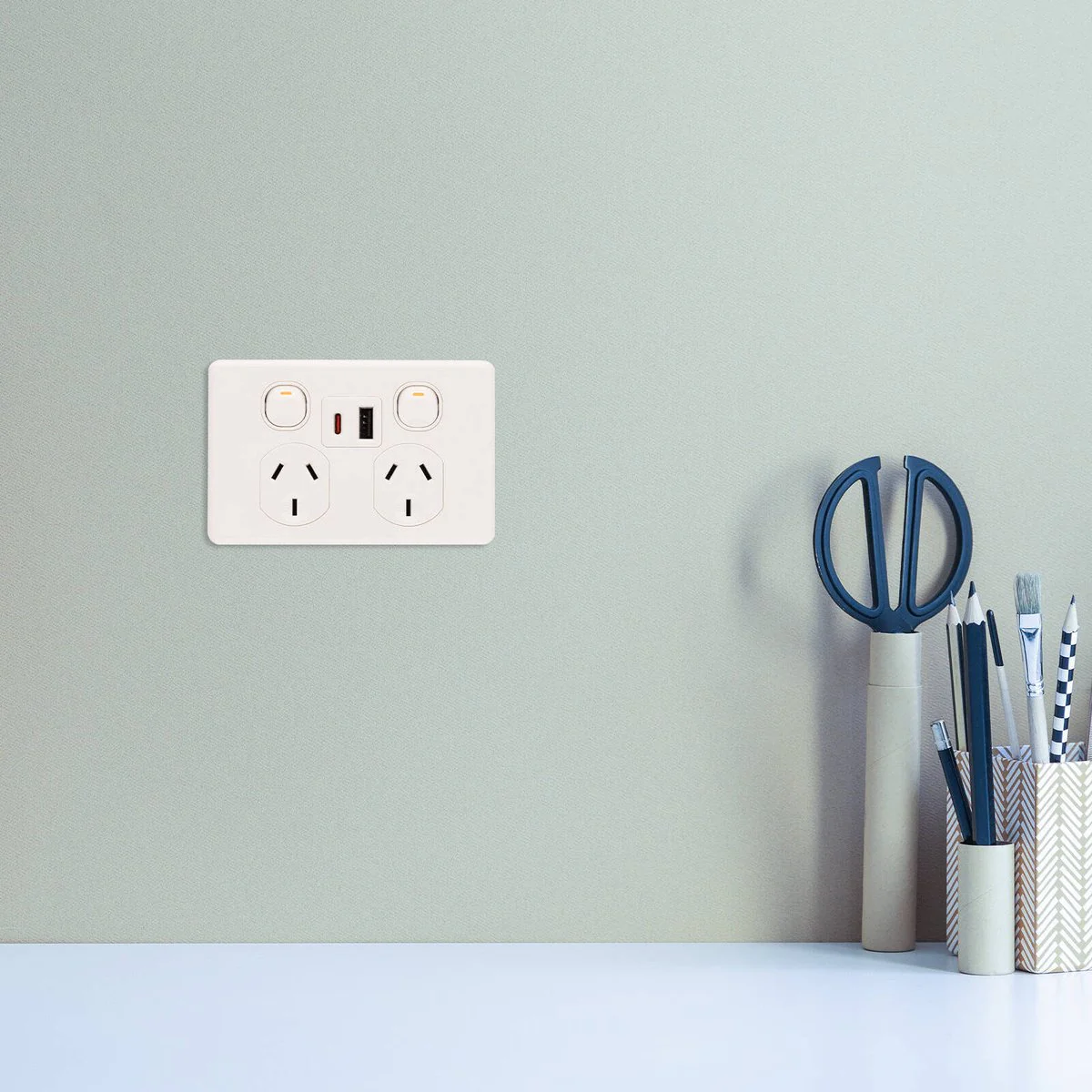 Deta x6 Double Power Point with USB A+C PD20W Fast Charging - 250V 10A - White - Image 3