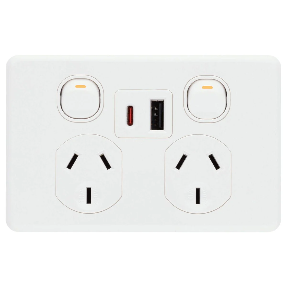 Deta x6 Double Power Point with USB A+C PD30W - 2 Outlets - 50mm x 74mm x 115mm