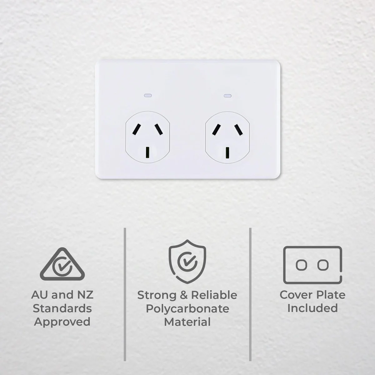 Deta x6 Series Auto Switch Double Power Point - 2 Sockets - 250V 10A - Polycarbonate - Image 2