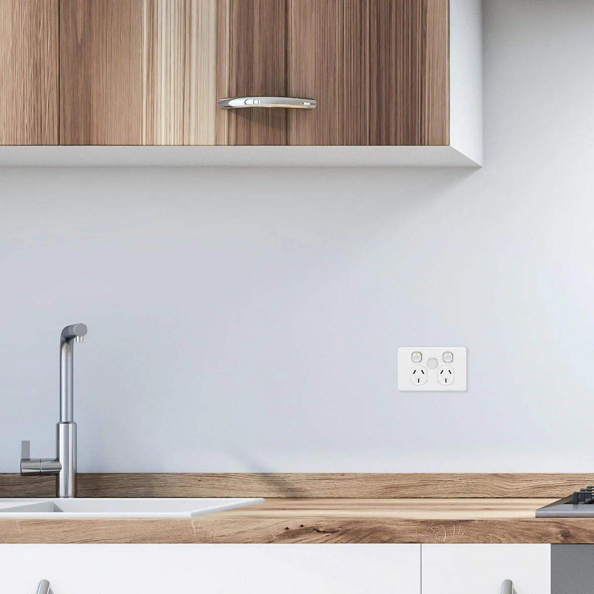 Deta x6 White Double Power Point 2 Outlets 150mm - Dimmable Night Light - Image 3