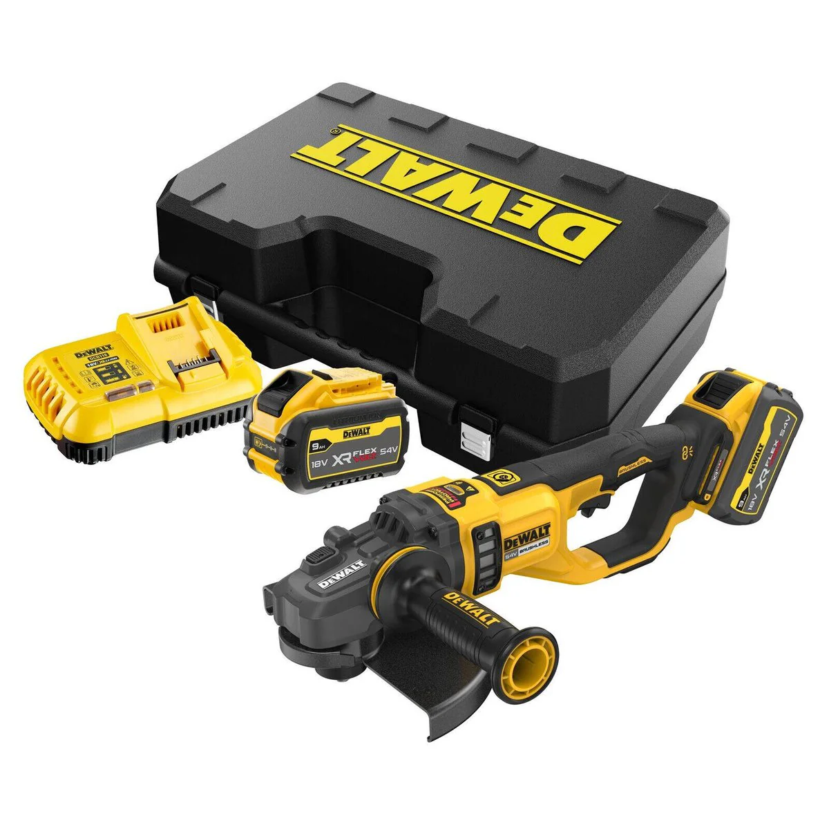 DeWALT 54V Cordless Angle Grinder 230mm 9" 9.0Ah Kit - Brushless Motor