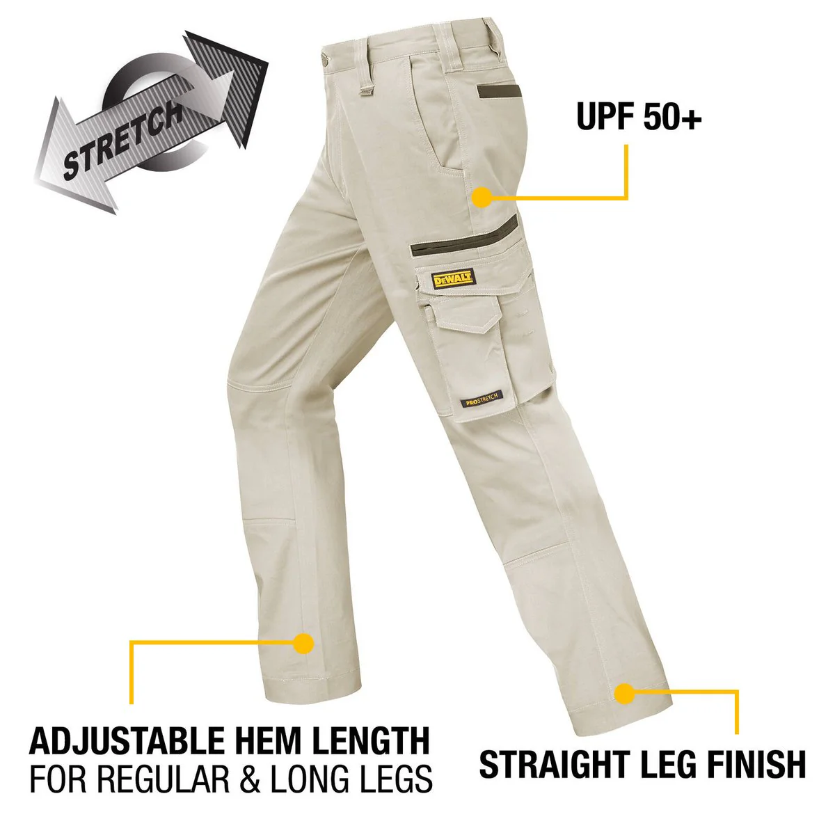 Dewalt Acoma Prostretch Trousers Size 36 - Khaki - 360° Movement - Durable - Image 3