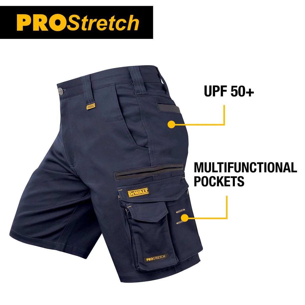 Dewalt Bennington Prostretch Shorts Size 34 - Navy - 360° Movement - Durable - Image 3