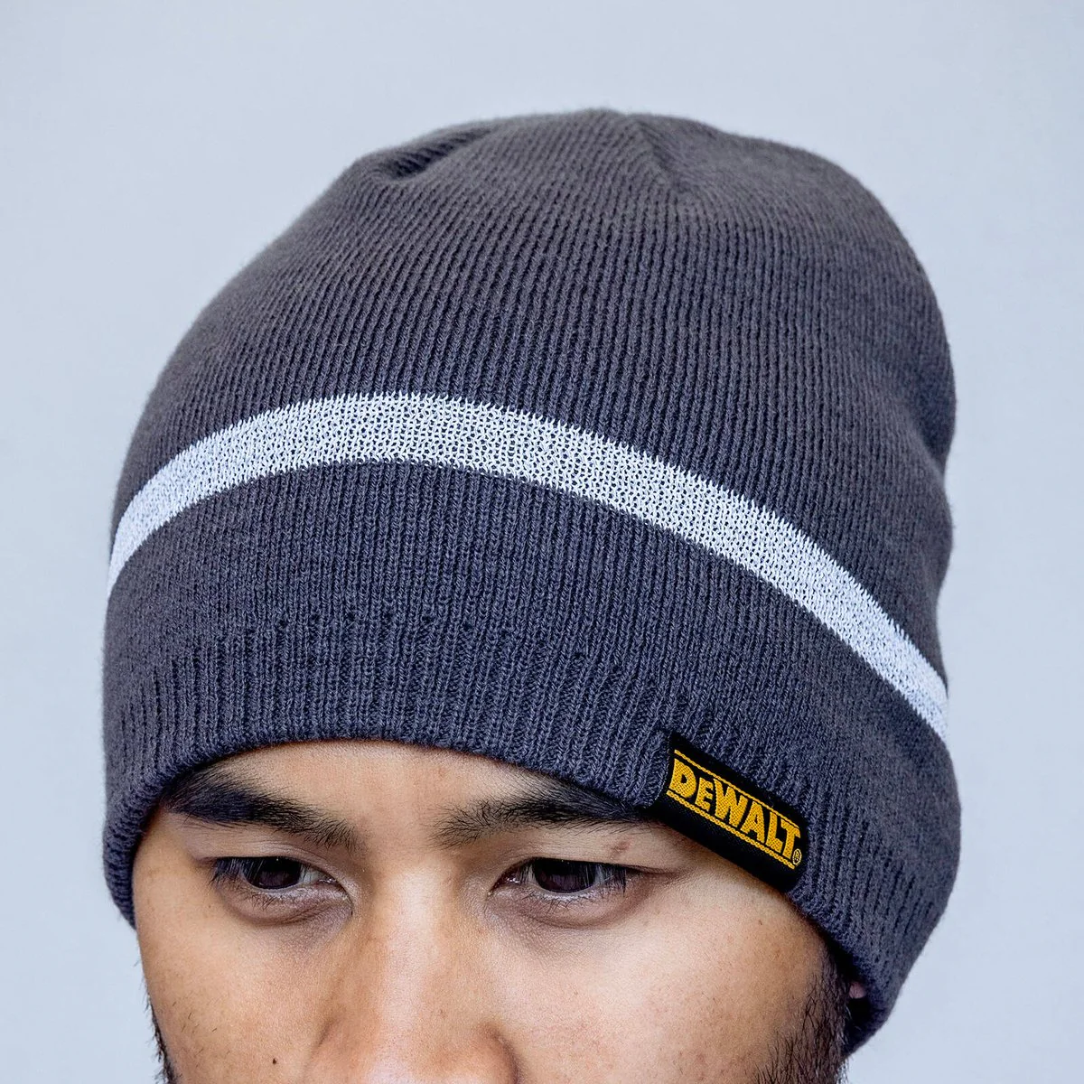 Dewalt Black Reflective Beanie - 100% Acrylic - One Size Fits Most - Warmth & Visibility - Image 2