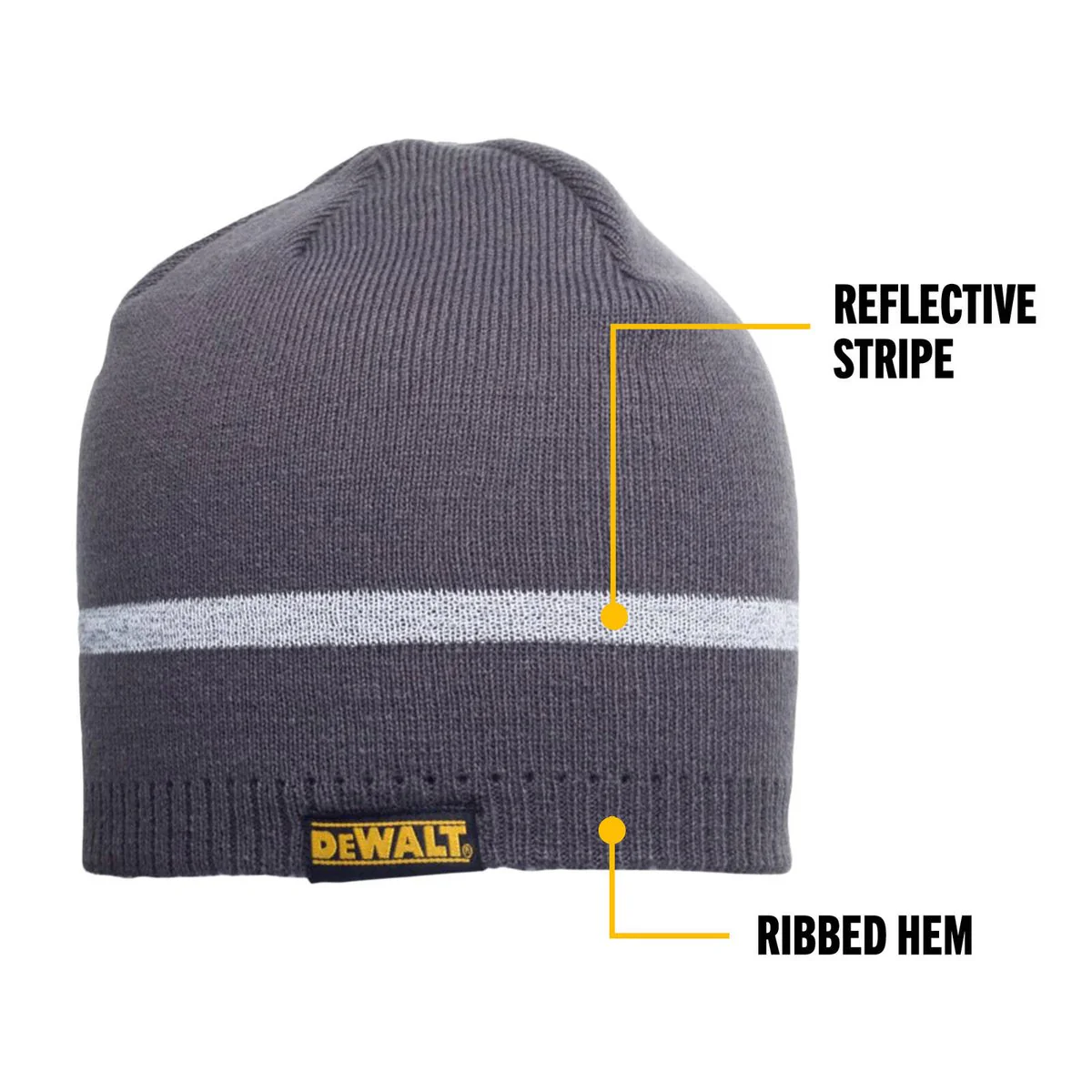 Dewalt Black Reflective Beanie - 100% Acrylic - One Size Fits Most - Warmth & Visibility - Image 3