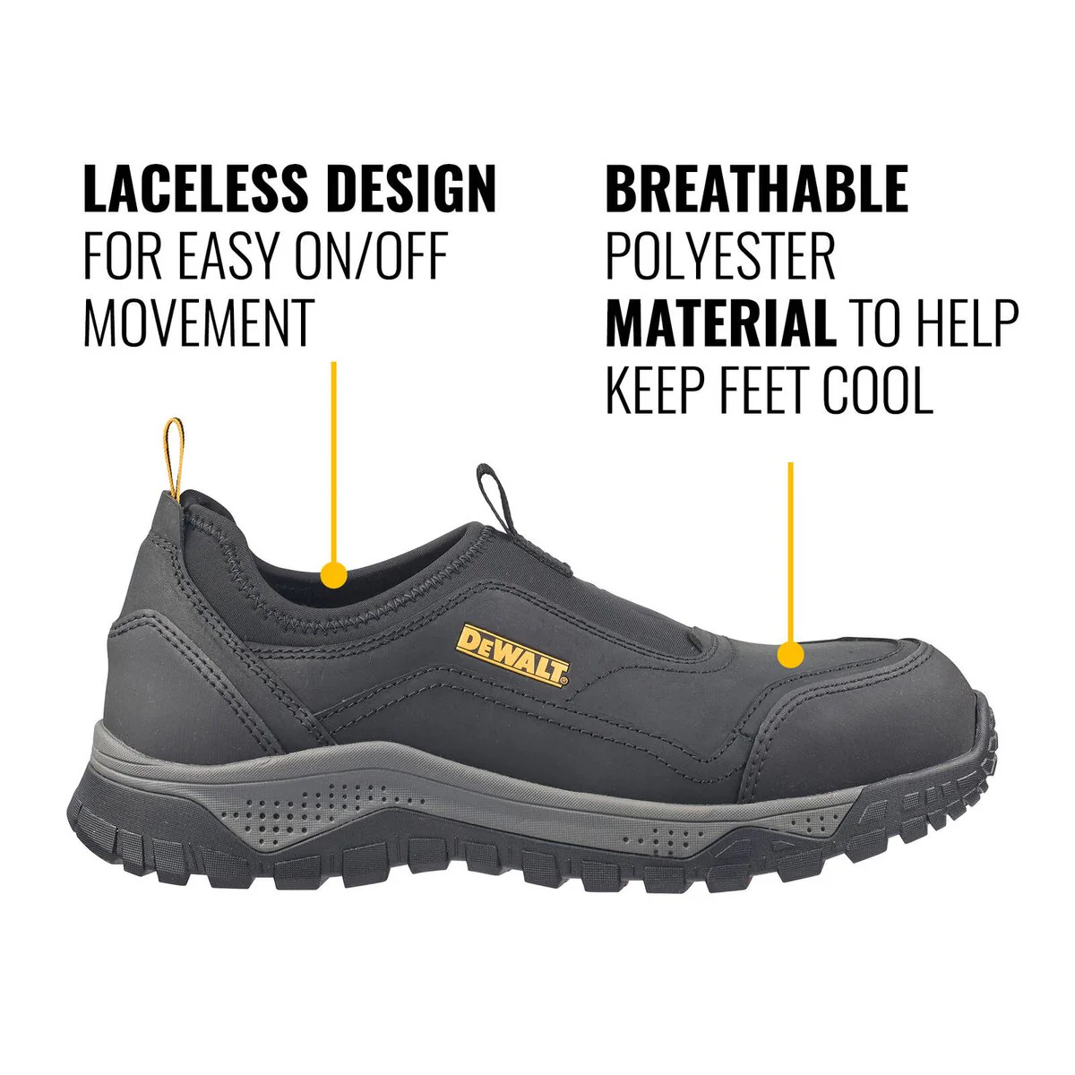 Dewalt Black Stride Safety Work Shoe Size 6 - Water Resistant - SRC Slip Resistant - Steel Cap - Image 2