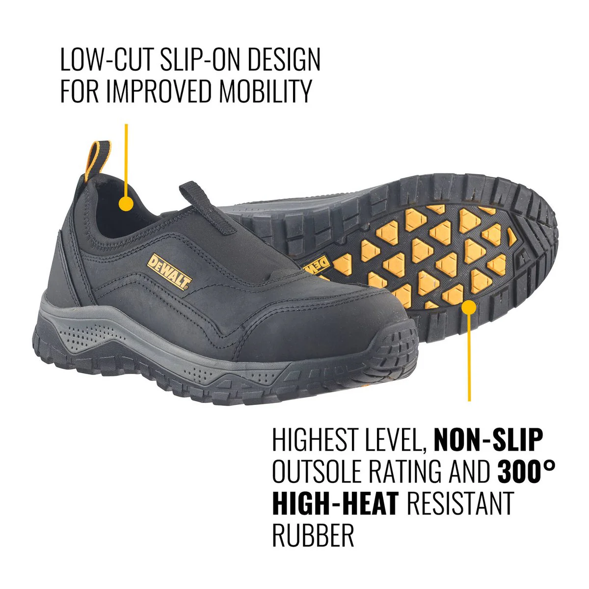 Dewalt Black Stride Safety Work Shoe Size 6 - Water Resistant - SRC Slip Resistant - Steel Cap - Image 4