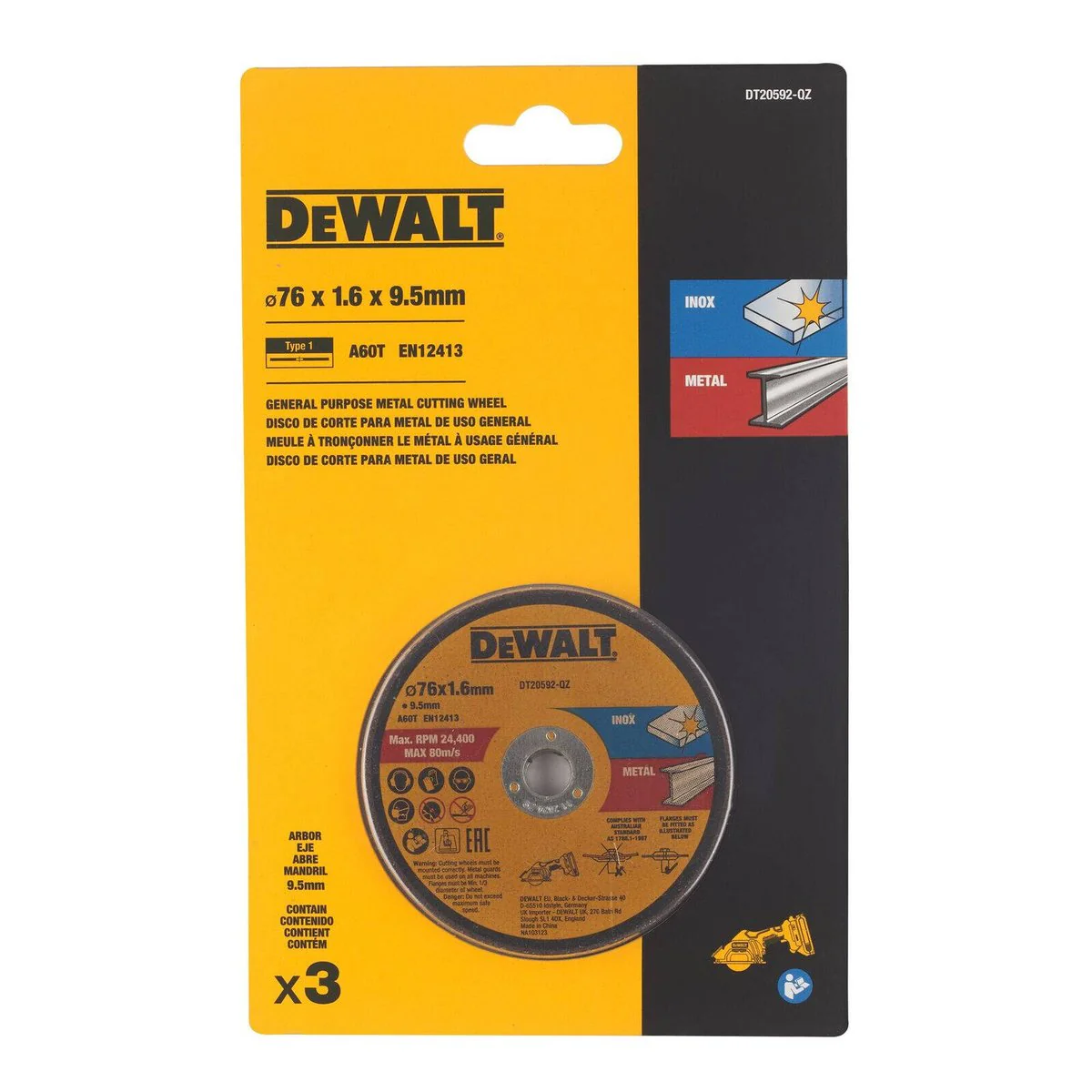 Dewalt Bonded Abrasive Cutting Disc 3 Pack - 76mm x 1.6mm - Inox - Image 2
