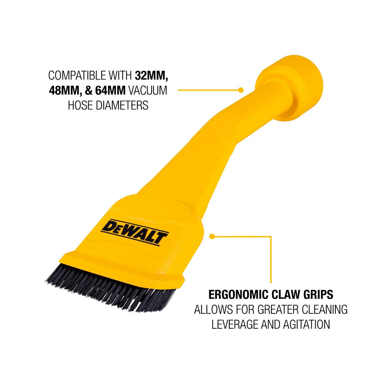 Dewalt Claw Utility Brush - Wet and Dry Vacuum Accessory - 105mm x 375mm - Efficient Debris Removal - Image 5