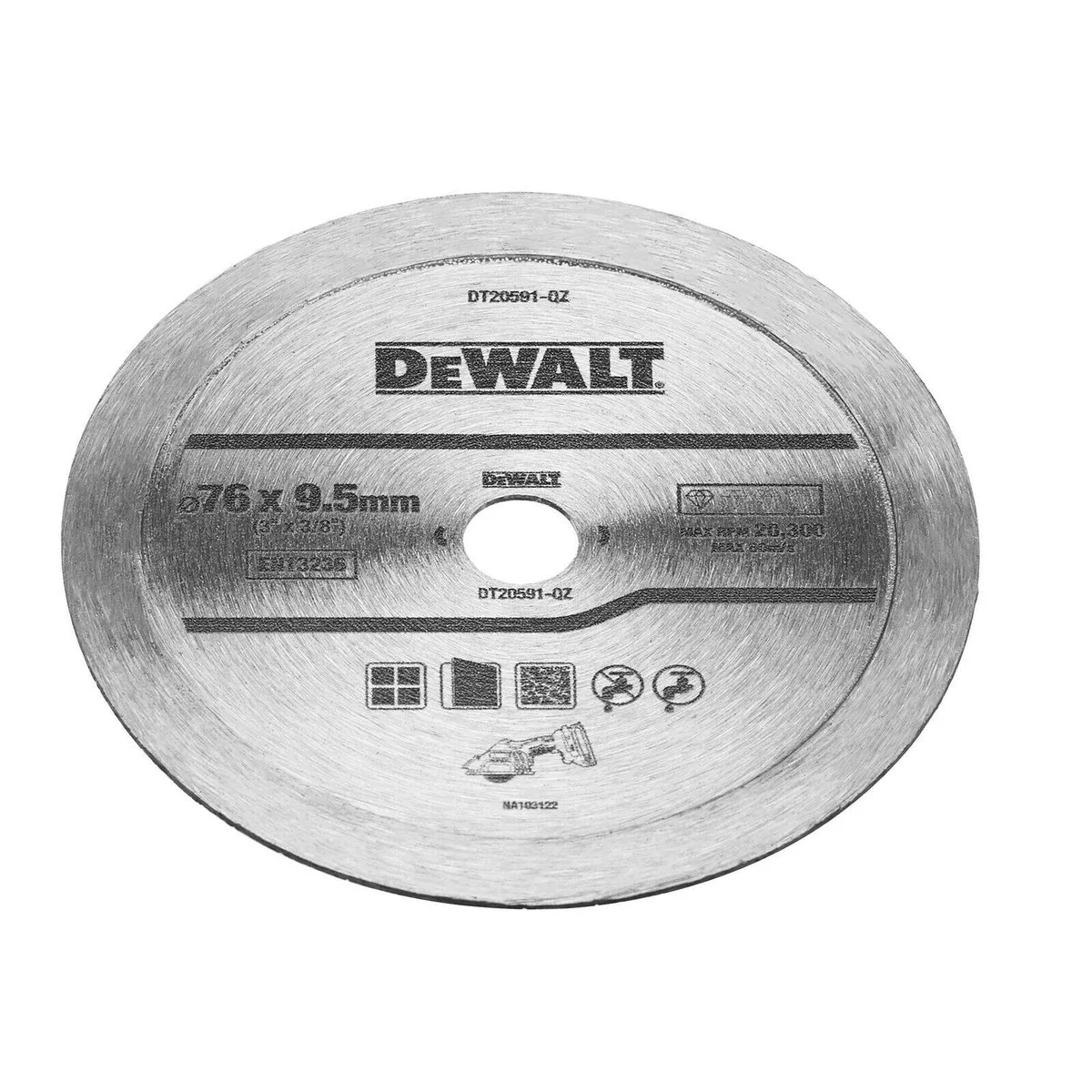Dewalt Diamond Tile Blade - 75mm - Continuous Rim - dt20591 Qz - Silver
