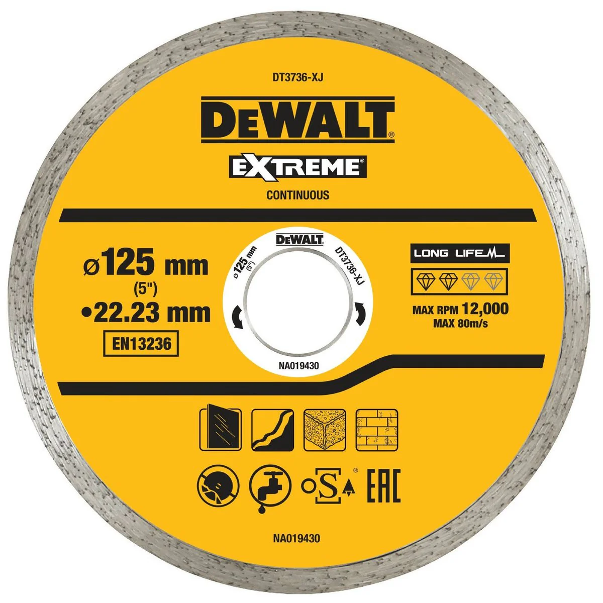 Dewalt Diamond Wheel Blade - 125mm - Continuous Rim - Durable Cutting Tool