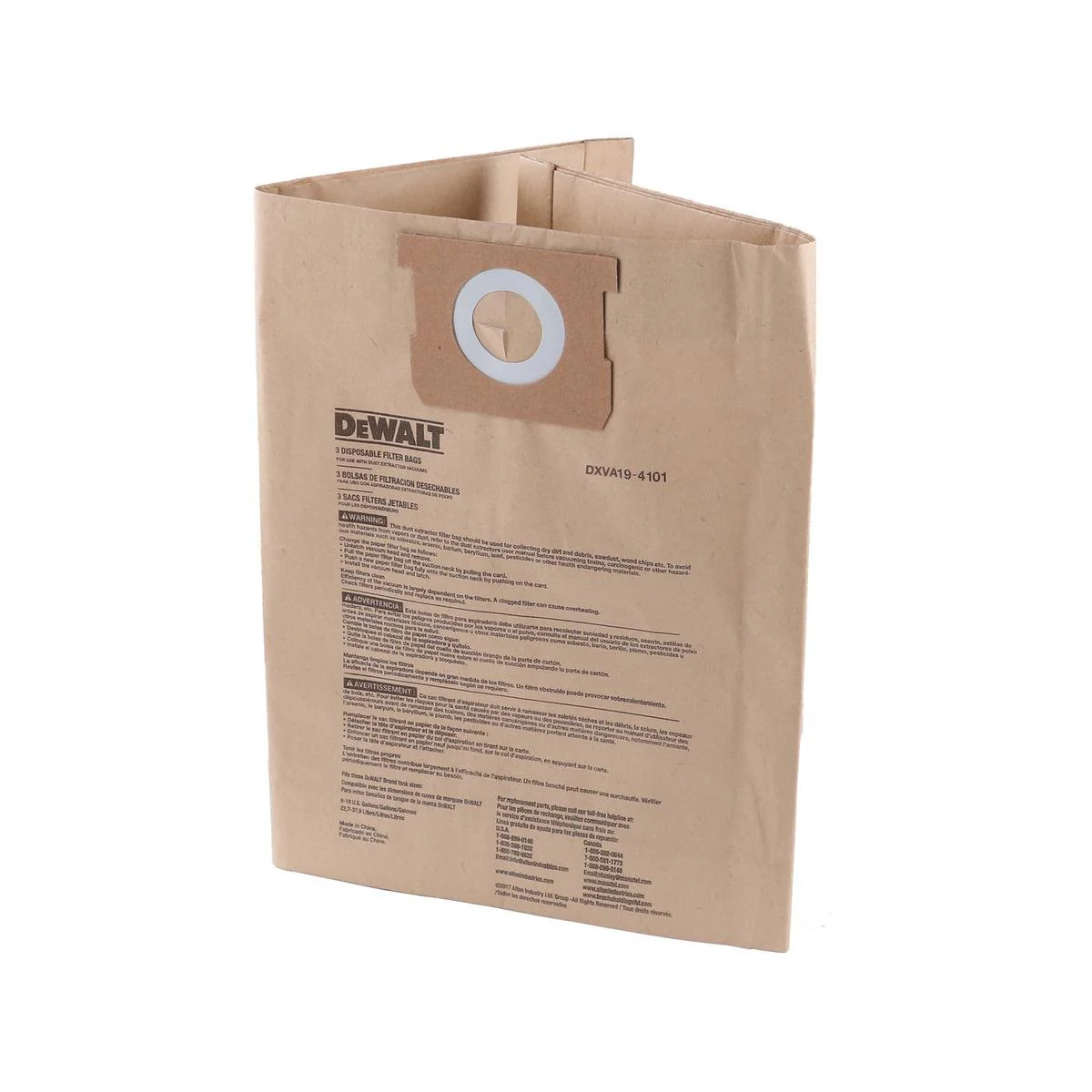 Dewalt Dust Bag - Wet and Dry Vacuum - 3 Pack - 22-38L - Durable Material
