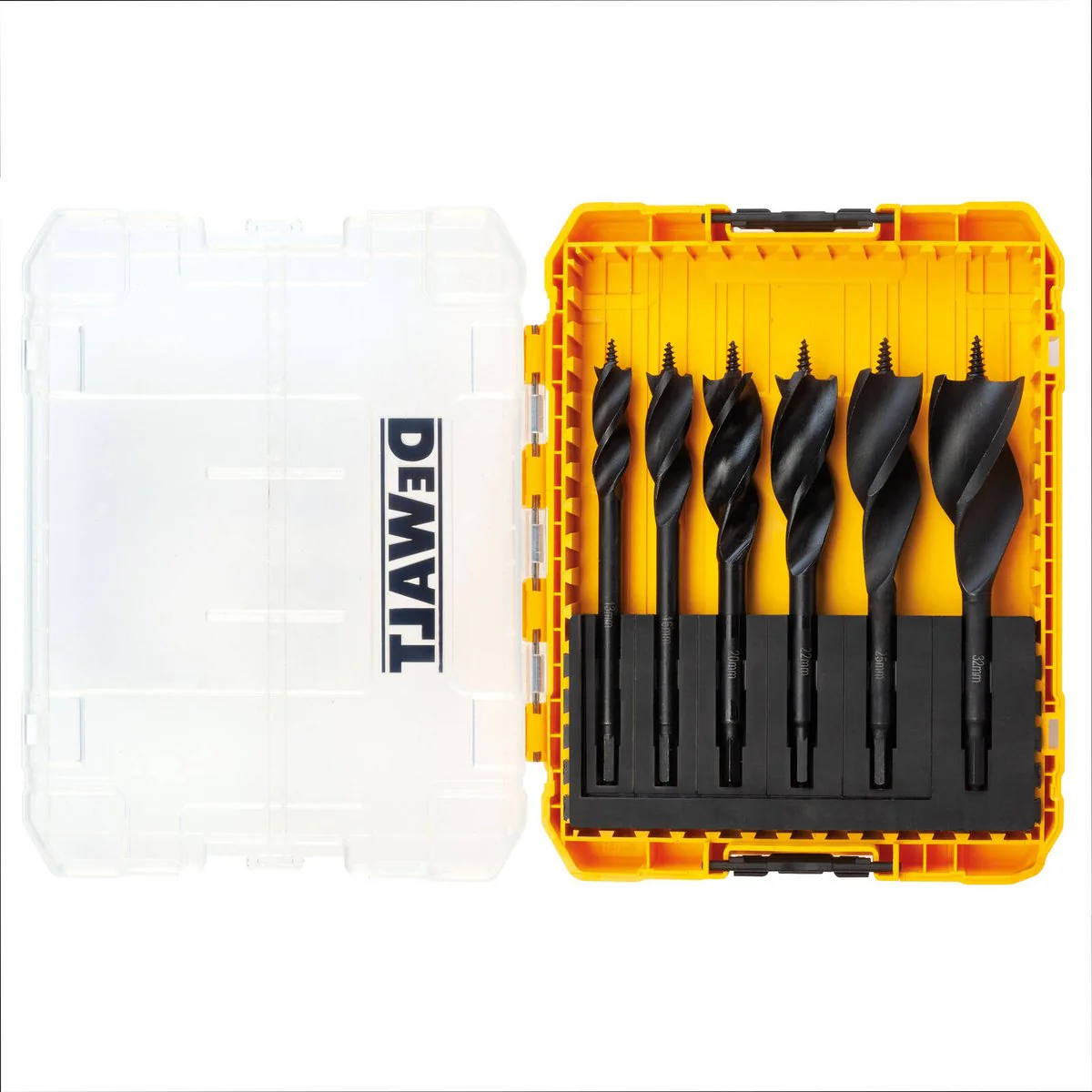 Dewalt Extreme Tri Flute Spade Bits - 6 Piece Set - 100mm Depth - Efficient Chip Removal