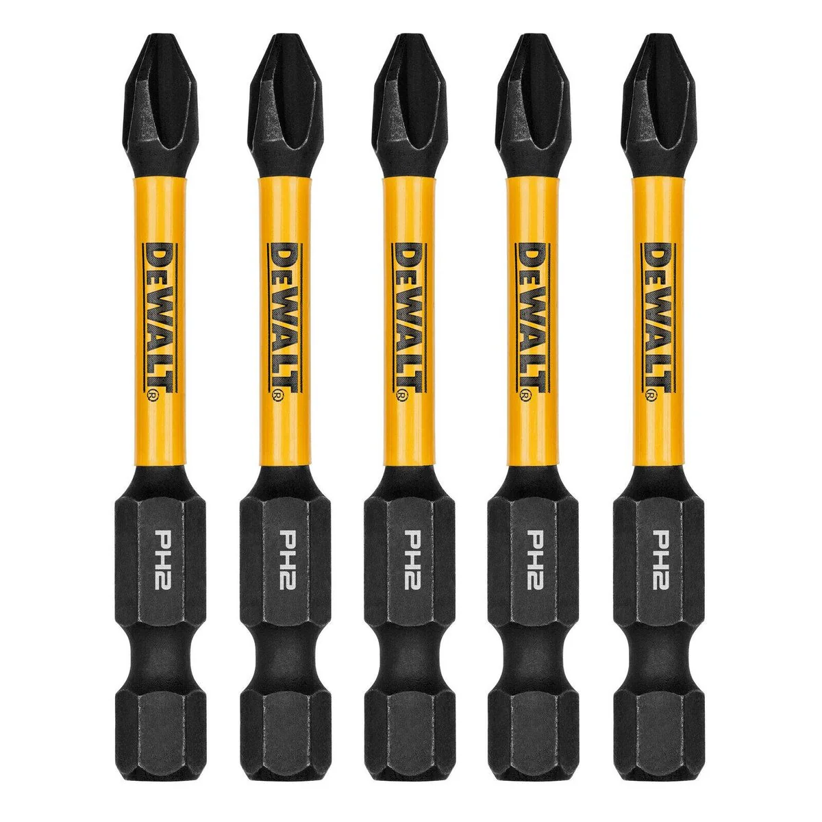 Dewalt Flextorq Driver Bit 5 Pack - 57mm PH2 - Impact Ready - Durable