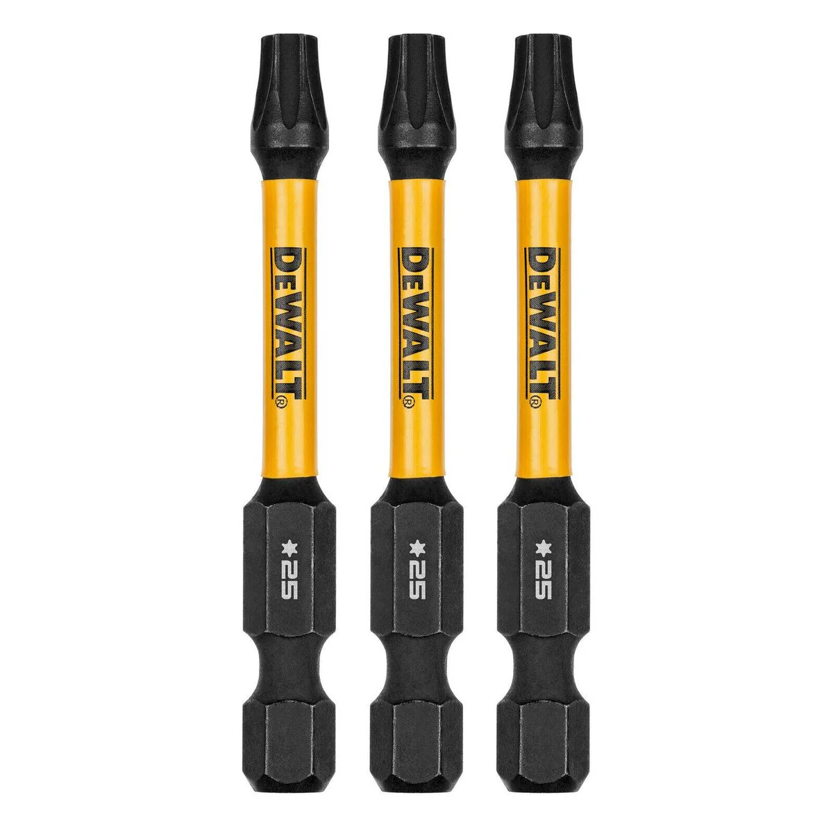 Dewalt Flextorq Screwdriver Bit 3 Pack - 57mm TX25 - Durable Impact Absorption