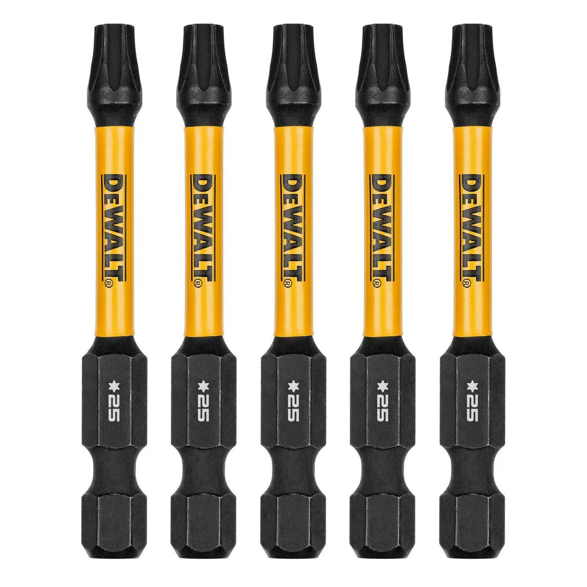 Dewalt Flextorq Screwdriver Bit 5 Pack - 57mm TX25 - Impact Resistant