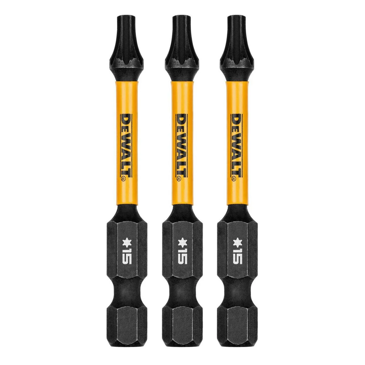 Dewalt Flextorq Screwdriver Bit - TX15 - 57mm - 3 Pack - Durable & Impact-Ready