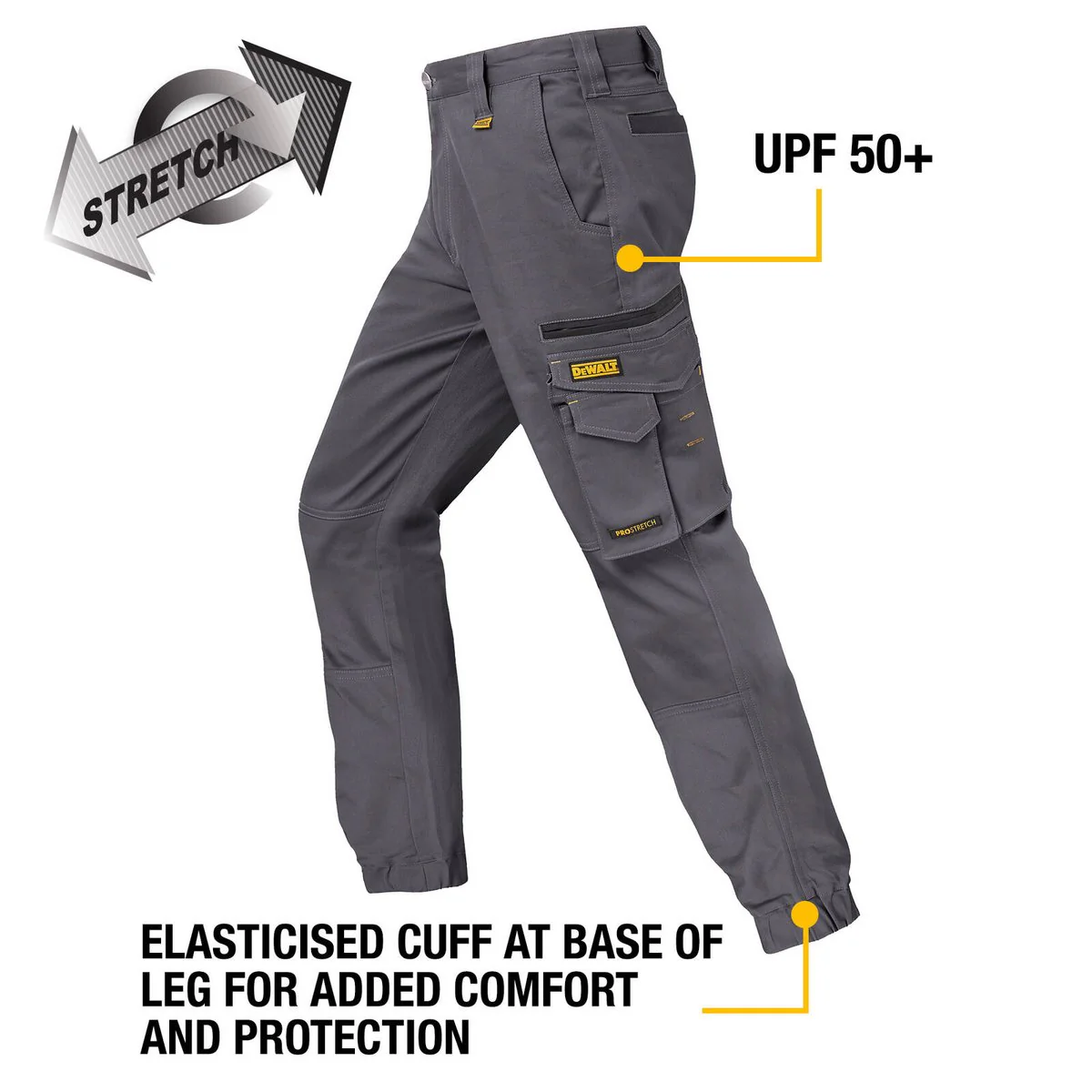 Dewalt Grey Goldfield Prostretch Trousers Size 32 - Breathable - Durable - Image 3