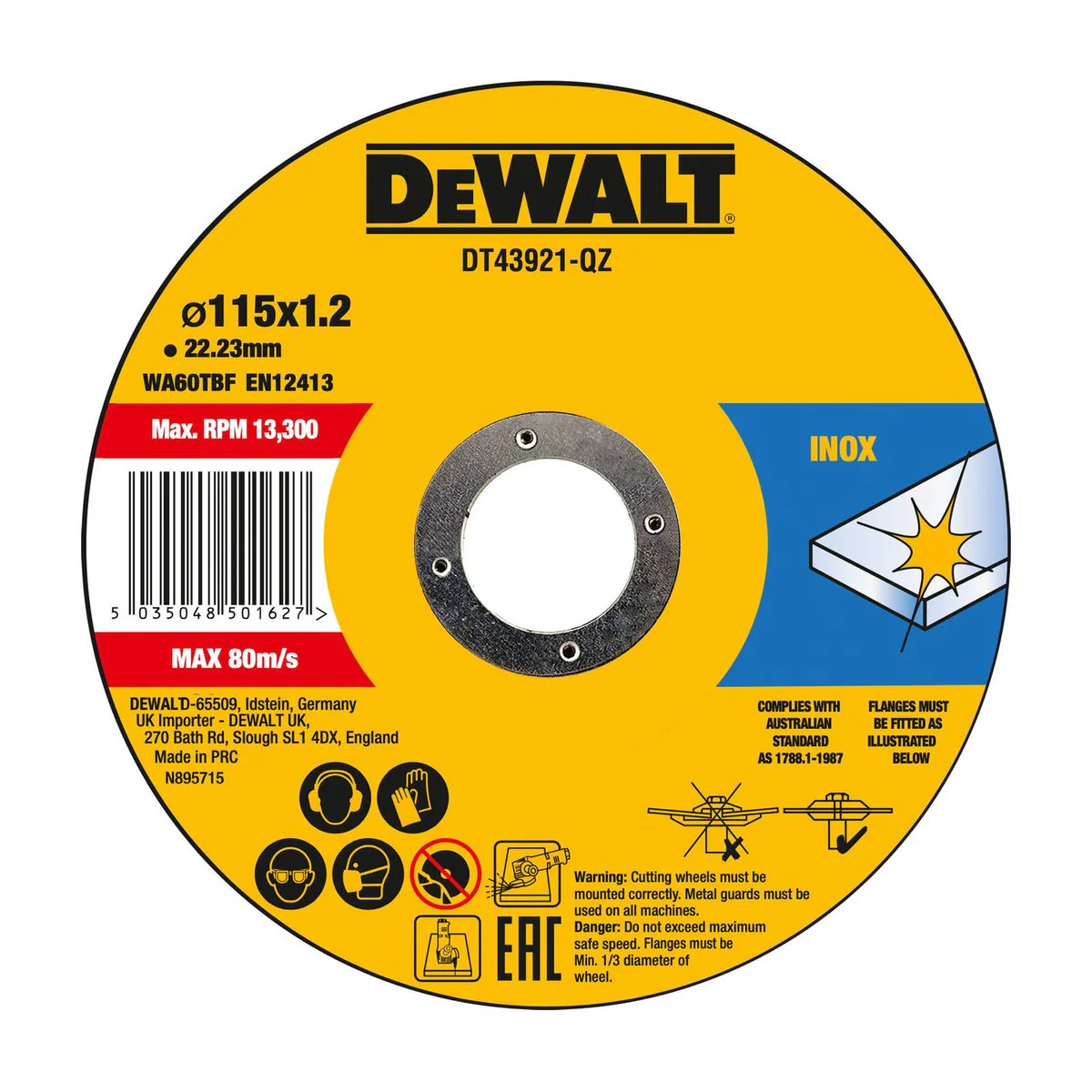 Dewalt High Performance Bonded Thin Cut Metal Cutting Discs 10 Pack - 115mm x 1.2mm x 22.23mm - Fast Precise Cuts
