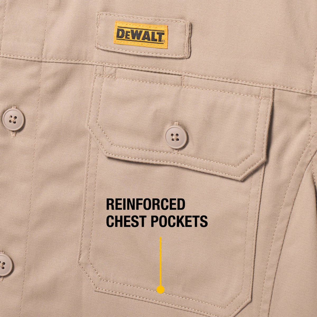 DEWALT Khaki Granite Long Sleeve Button Up Shirt L - Moisture Resistant, Durable - Image 5